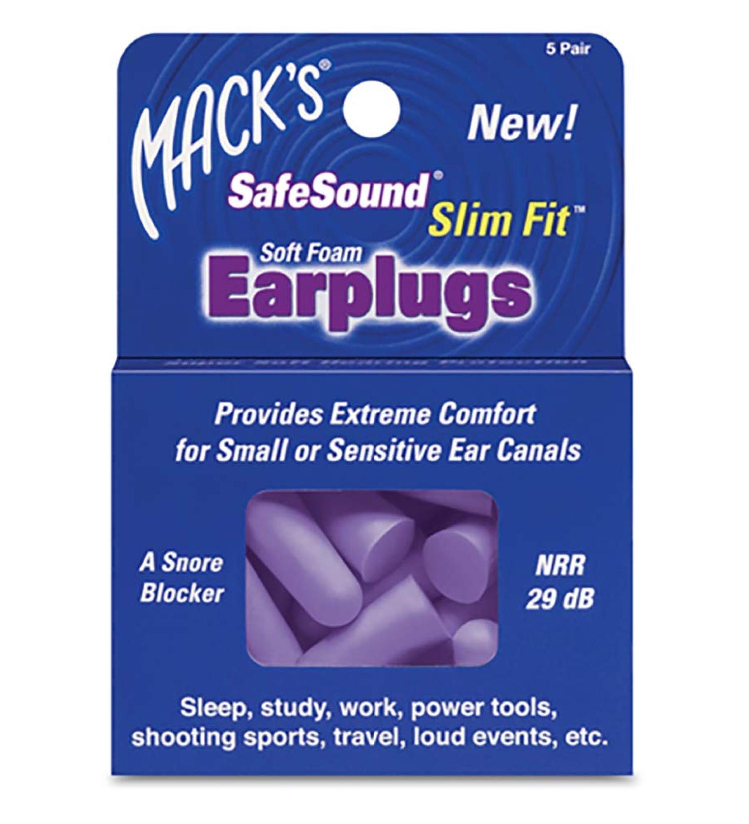 Mack's Ear Care Slim Fit Soft Foam Earplugs 5 Count (Pack of 6)