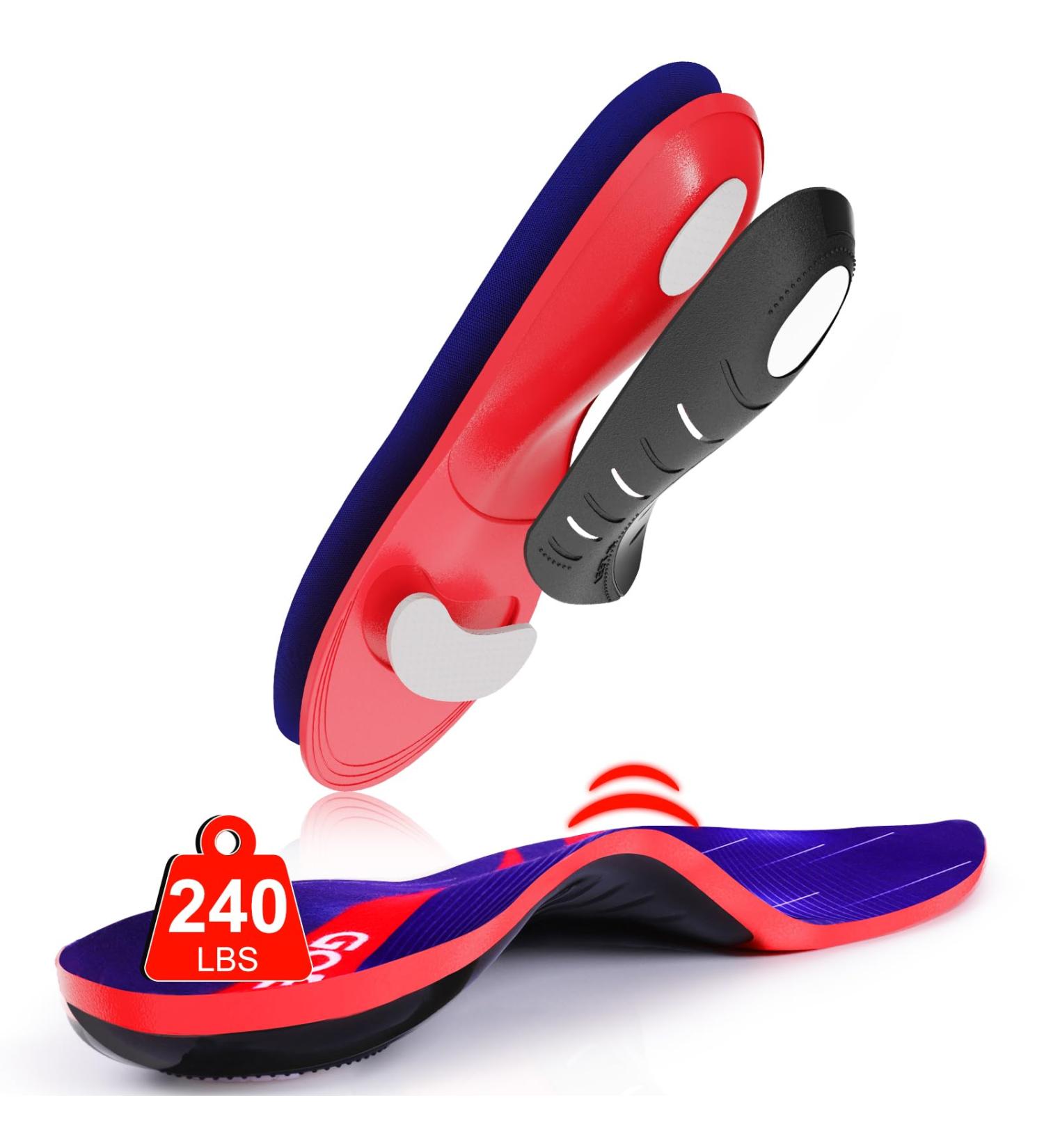 Plantar Fasciitis Insoles for 240+ lbs | Arch Support Orthotic Inserts for Men & Women | Heavy Duty Support for Flat Feet & All-Day Comfort - Buy Online on GoSupps.com