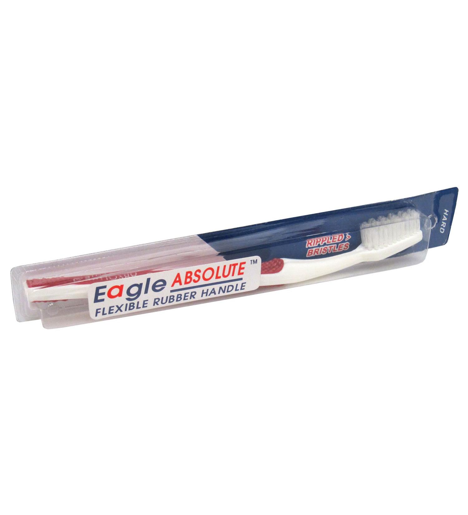 Eagle Absolute Flexible Rubber Handle Toothbrush Hard Bristle Colors May Vary