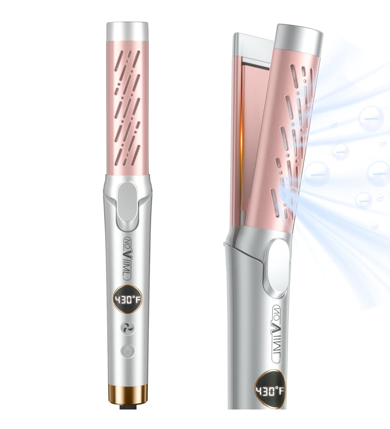 NOVIIML 2-in-1 Hair Straightener and Curler with 360 Airflow Styler Tech - 1 inch Tourmaline Ceramic Flat Iron, 5 Temp Settings, Dual Voltage - Buy Online on GoSupps.com