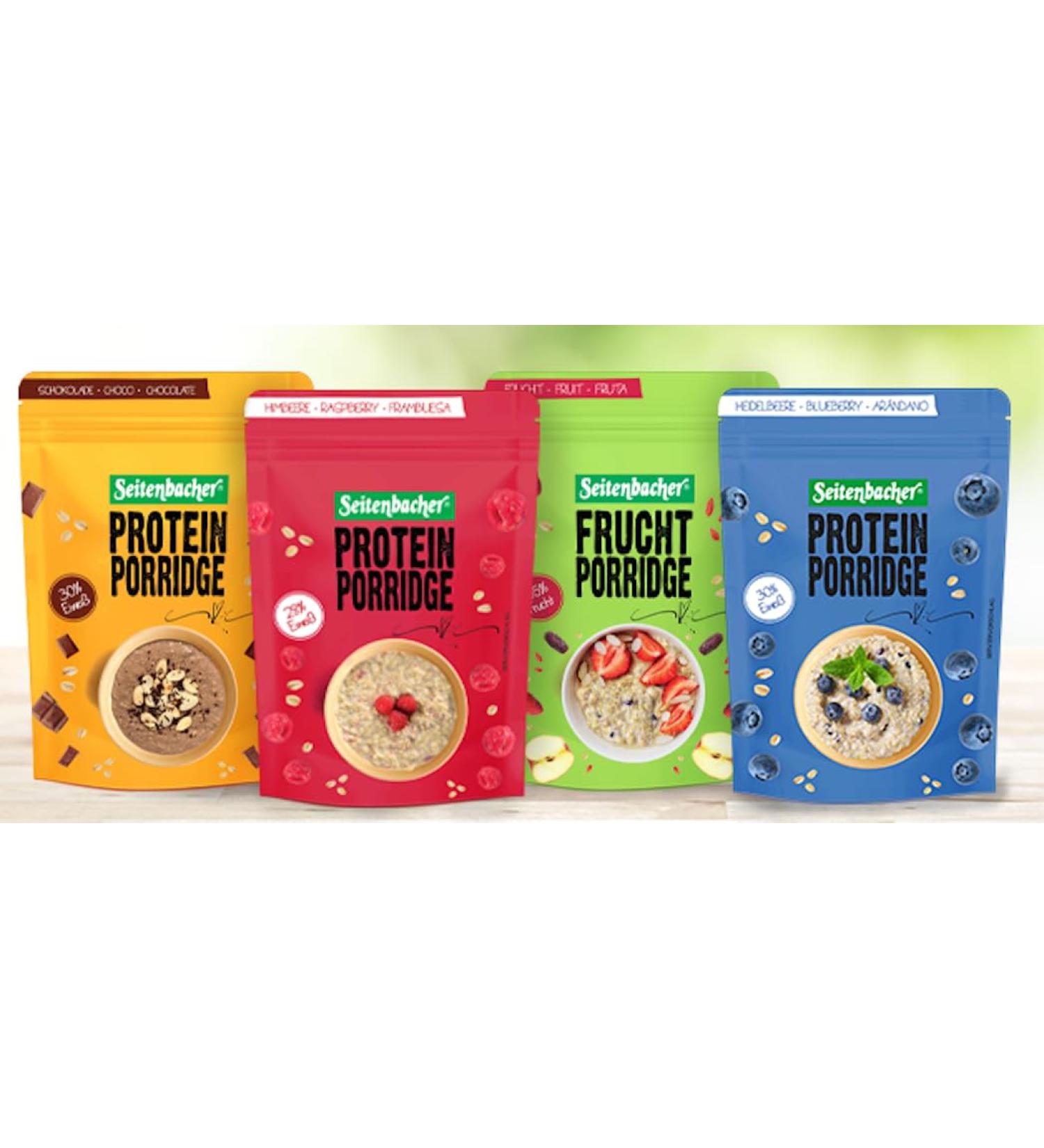  Seitenbacher Seitenbacher 2 Packs of 4 x 500g Porridge Protein I Chocolate I Raspberry I Blueberry I Egg White I Wheat Free I Whole Grain I Oats - Buy Online on GoSupps.com