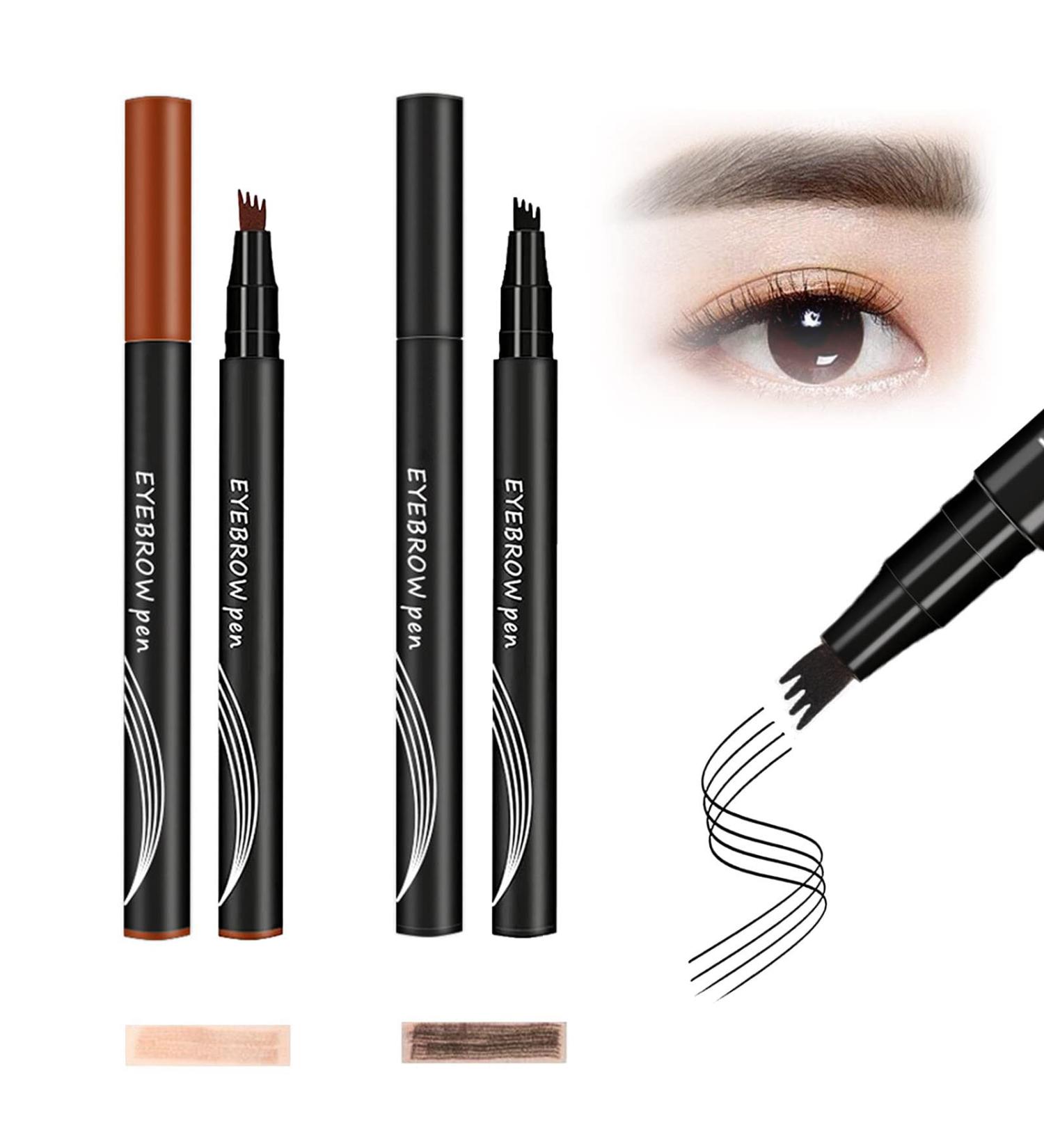 4-Tip Microblade Eyebrow Pen - Waterproof & Smudge-Proof Dark Brown+Black - Buy Online on GoSupps.com