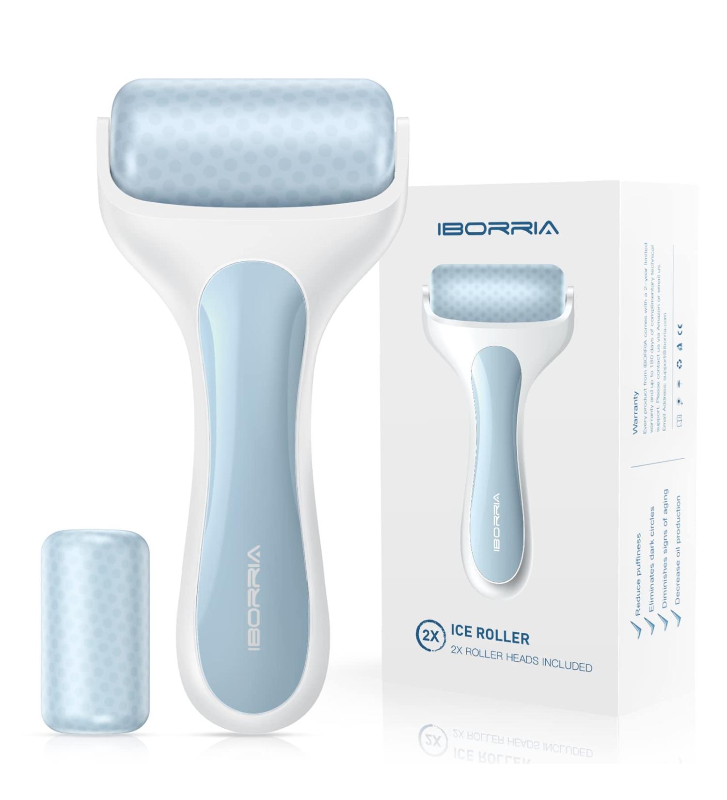 Iborria Ice Roller for Face - Dual Roller Heads for Swelling & Migraine Relief - Blue Ice Face Massager - Buy Online on GoSupps.com