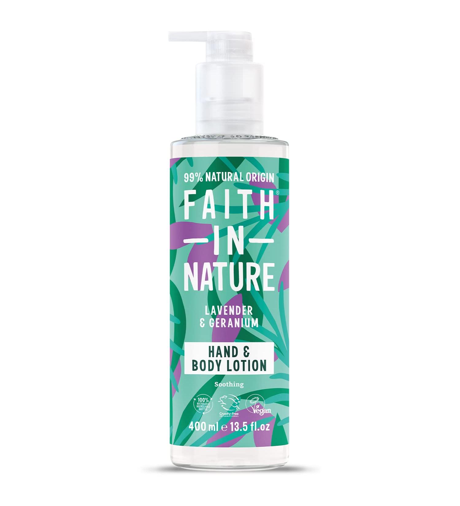 Faith In Nature Lavender & Geranium Hand and Body Lotion - Vegan, Cruelty-Free, 400ml - Buy Online on GoSupps.com