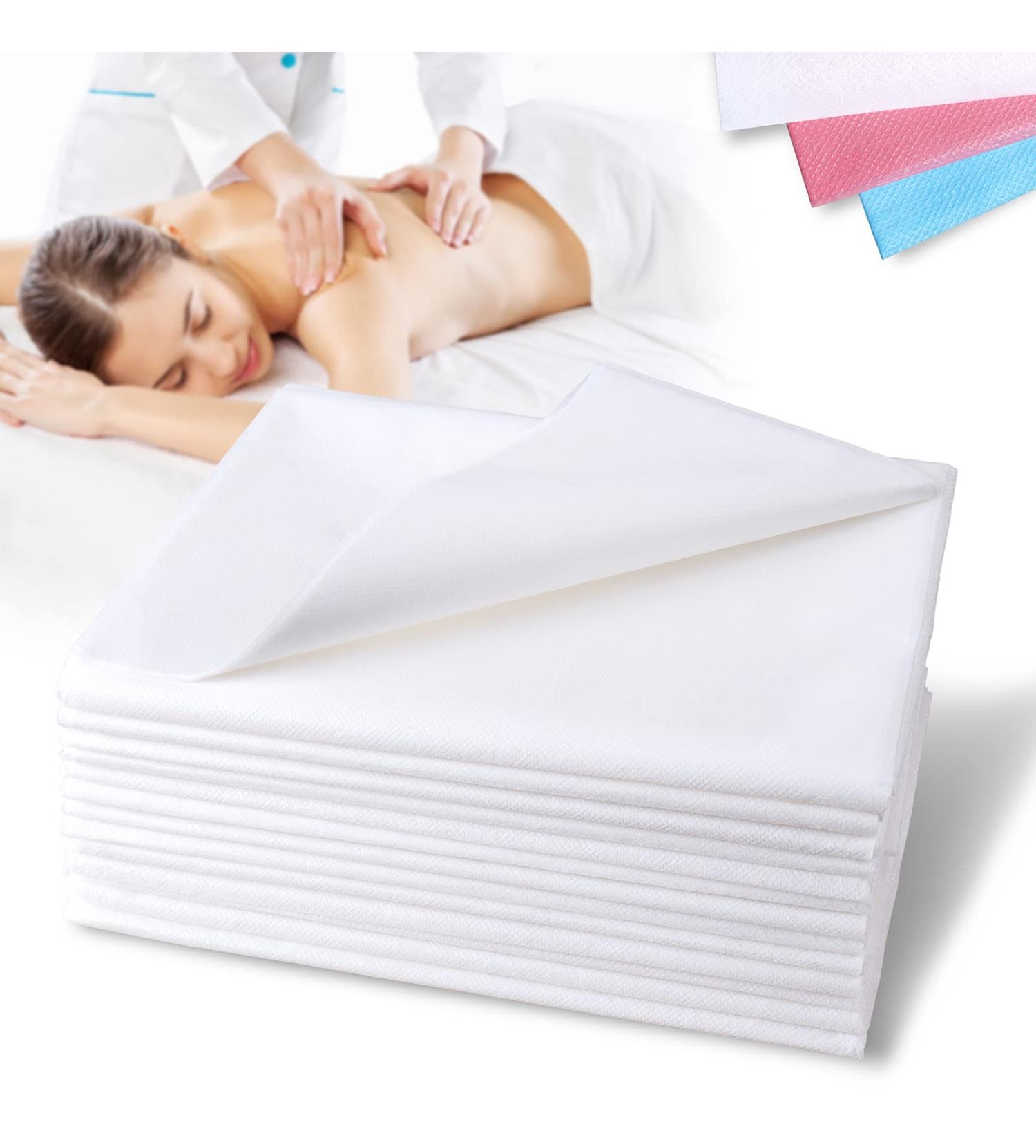 Disposable Bed Sheets 31x78 White Non Woven Fabric - Pack of 20 - Ideal for SPA, Tattoo, Massage Tables & Hotels - Buy Online on GoSupps.com