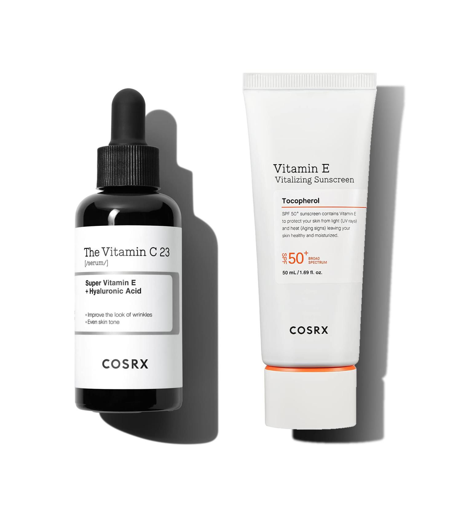 COSRX Vitamin C 23% Serum + Vitamin E SPF 50+ Daily Sunscreen - Brightening Korean Skincare - Buy Online on GoSupps.com