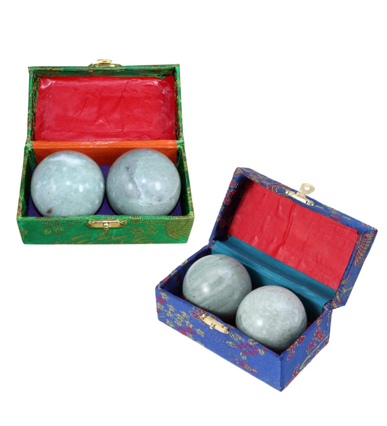 Homsfou 2 Pack Chinese Stone Massage Balls - Natural Muscle Relaxation & Stress Relief - Medium Green Healthcare Massage Balls - Buy Online on GoSupps.com