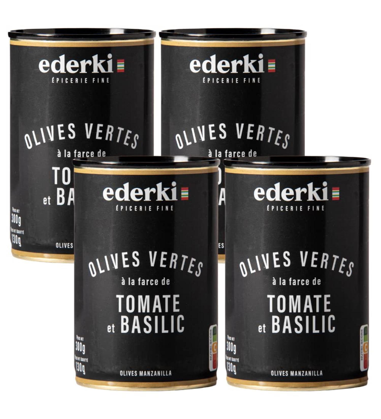 Green Olives with Tomato and Basil 300g Ederki x 4 - Buy Online on GoSupps.com