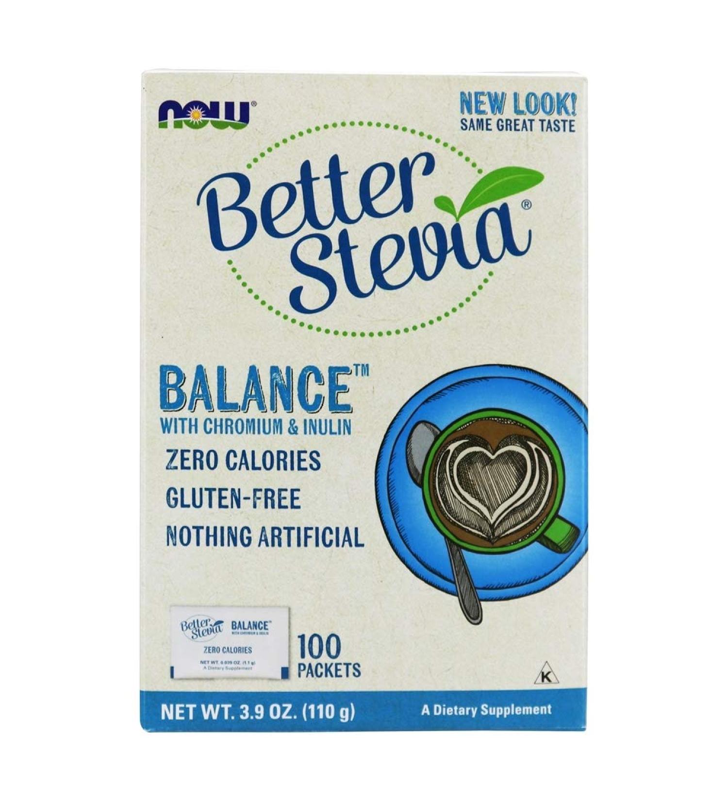 Now Foods Better Stevia Balance with Chromium & Inulin - 100 Packets (1.1g) | Sugar Alternative - Buy Online on GoSupps.com