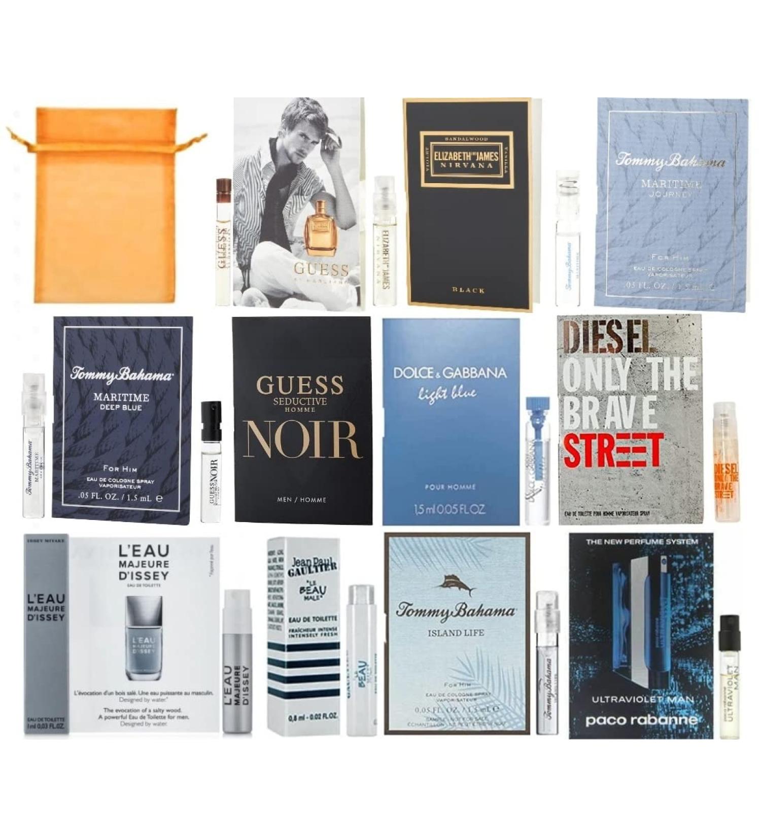 Designer Cologne Samples Vials for Men - 11 Count with Organza Bag | Pack of 1 - Buy Online on GoSupps.com