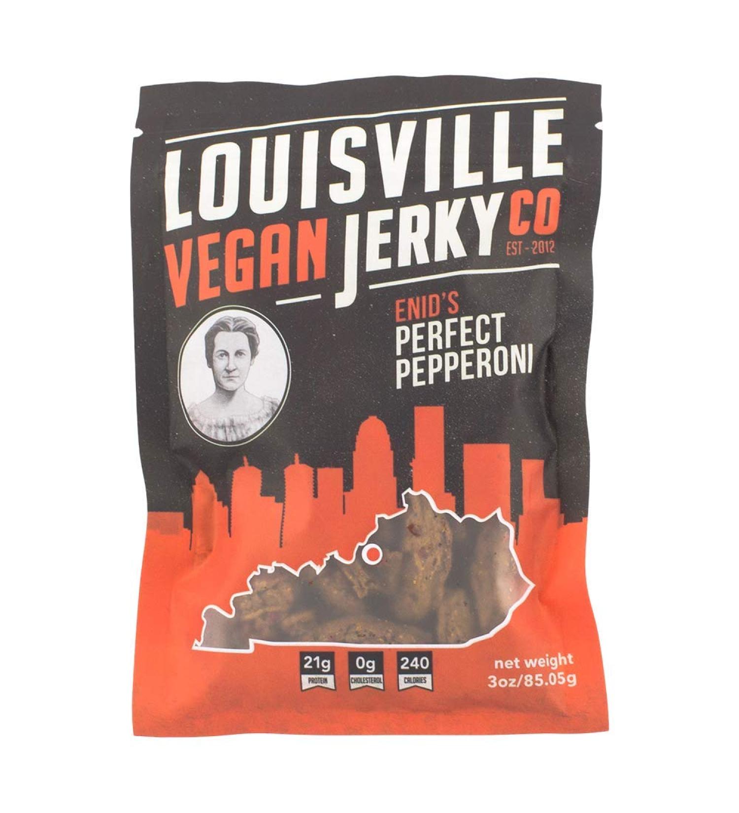 Louisville Vegan Jerky Co Perfect Pepperoni 3 oz - Delicious Plant-Based Snack - Buy Online on GoSupps.com