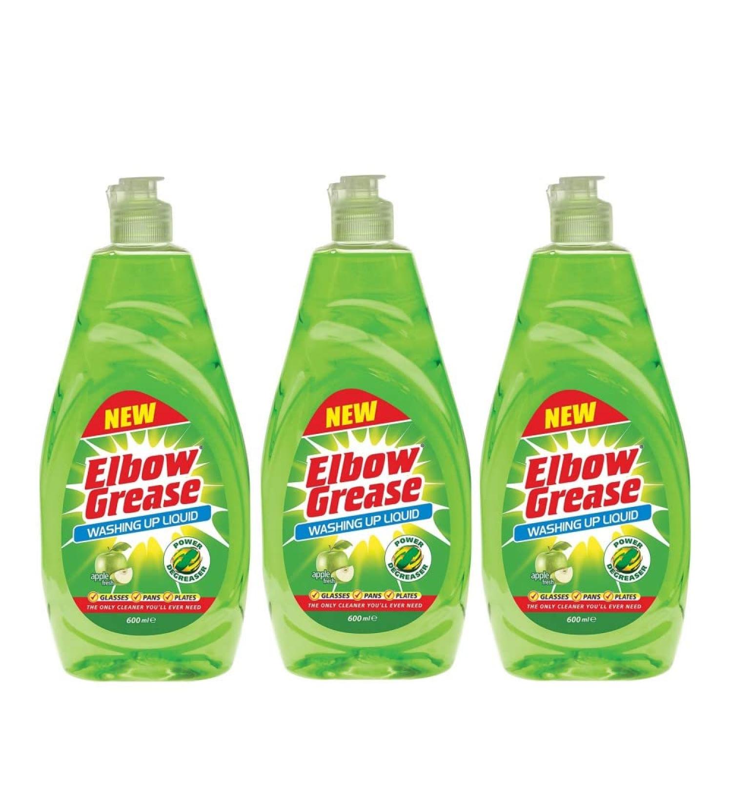 ELBOW GREASE WASH UP LIQUID - APPLE 600ml - PACK OF 3