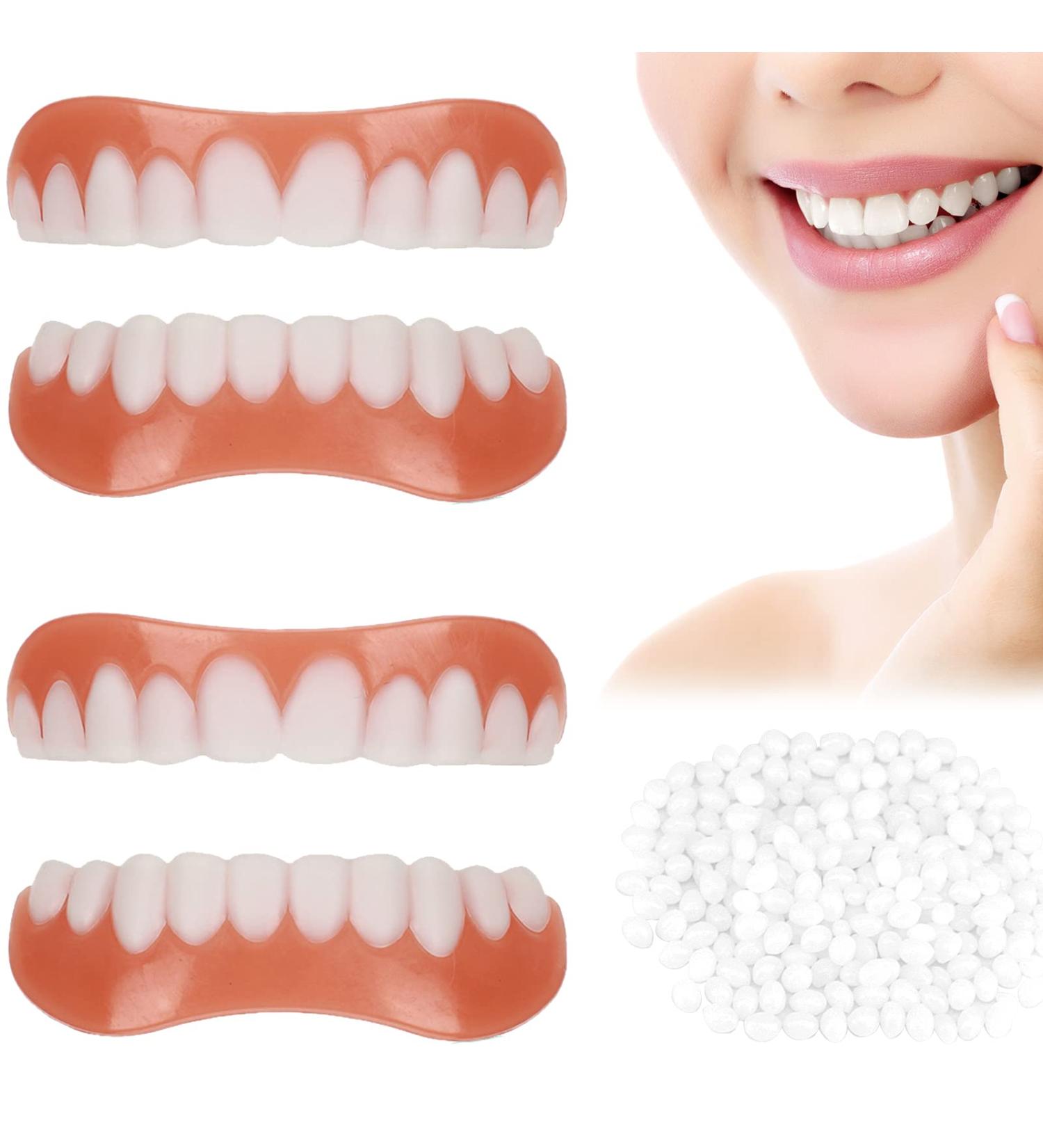 Qincling 2 Pairs of Temporary Dental Veneers - Artificial Teeth Cosmetic Dentures and Provisional Dental Covers for Instant Smile Restoration - Buy Online on GoSupps.com