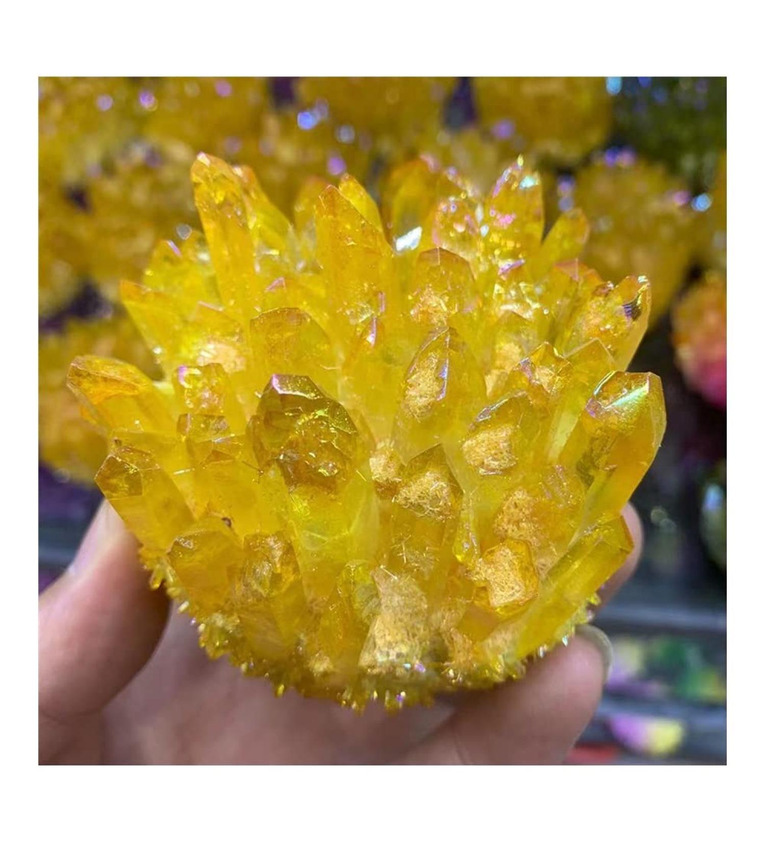 Natural Crystal Cluster Electroplated Yellow Crystal Cluster Reiki Stone Crystal Tip House Decorative Specimens Cr Beautiful HOMEZHOU 1pc - Buy Online on GoSupps.com