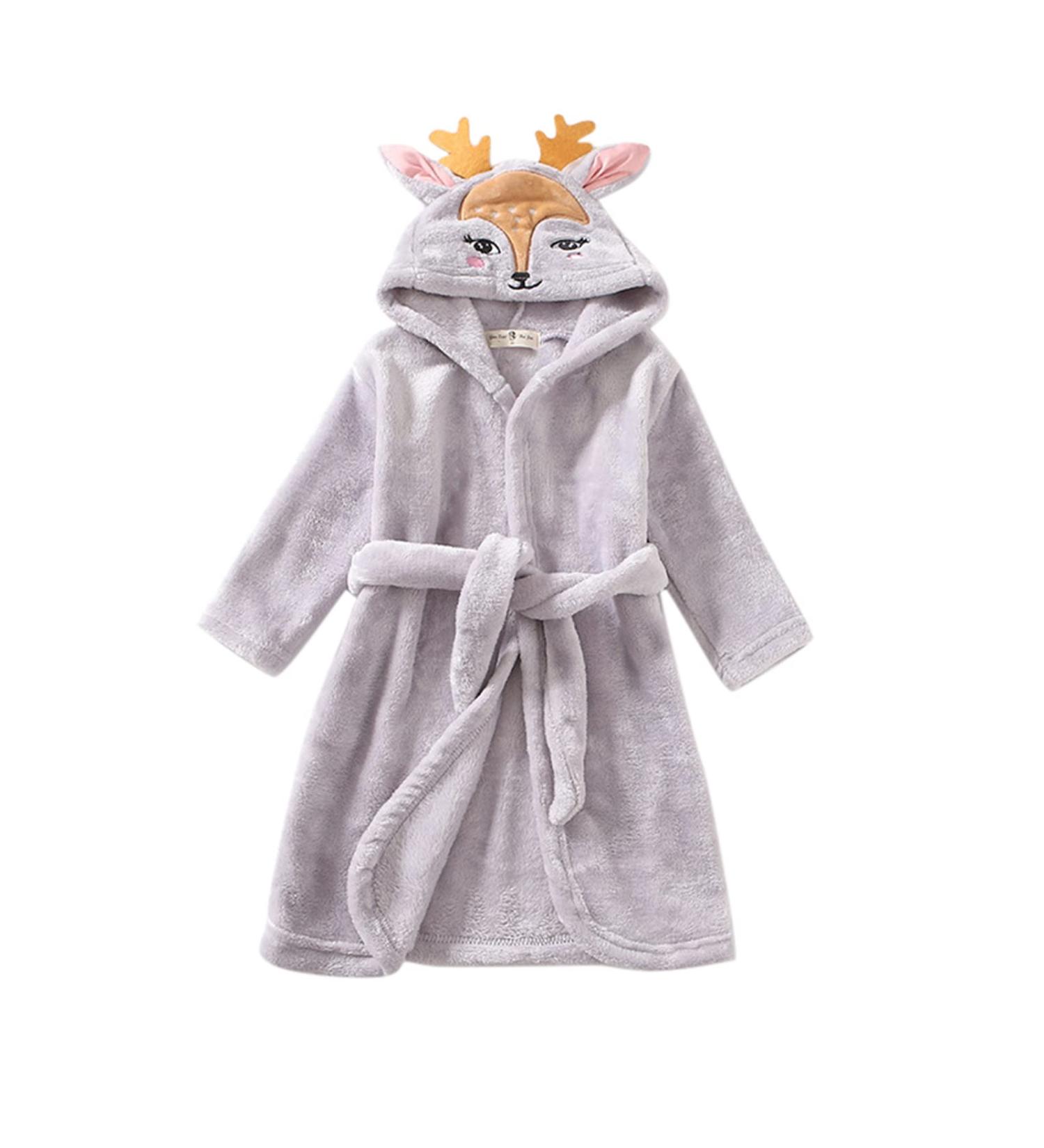 Uiflqxx 3D Animal Baby Bathrobe - Super Soft Flannel Hooded Towels | Personalized Gifts for Ages 6-7 | Cute Nightwear - Buy Online on GoSupps.com
