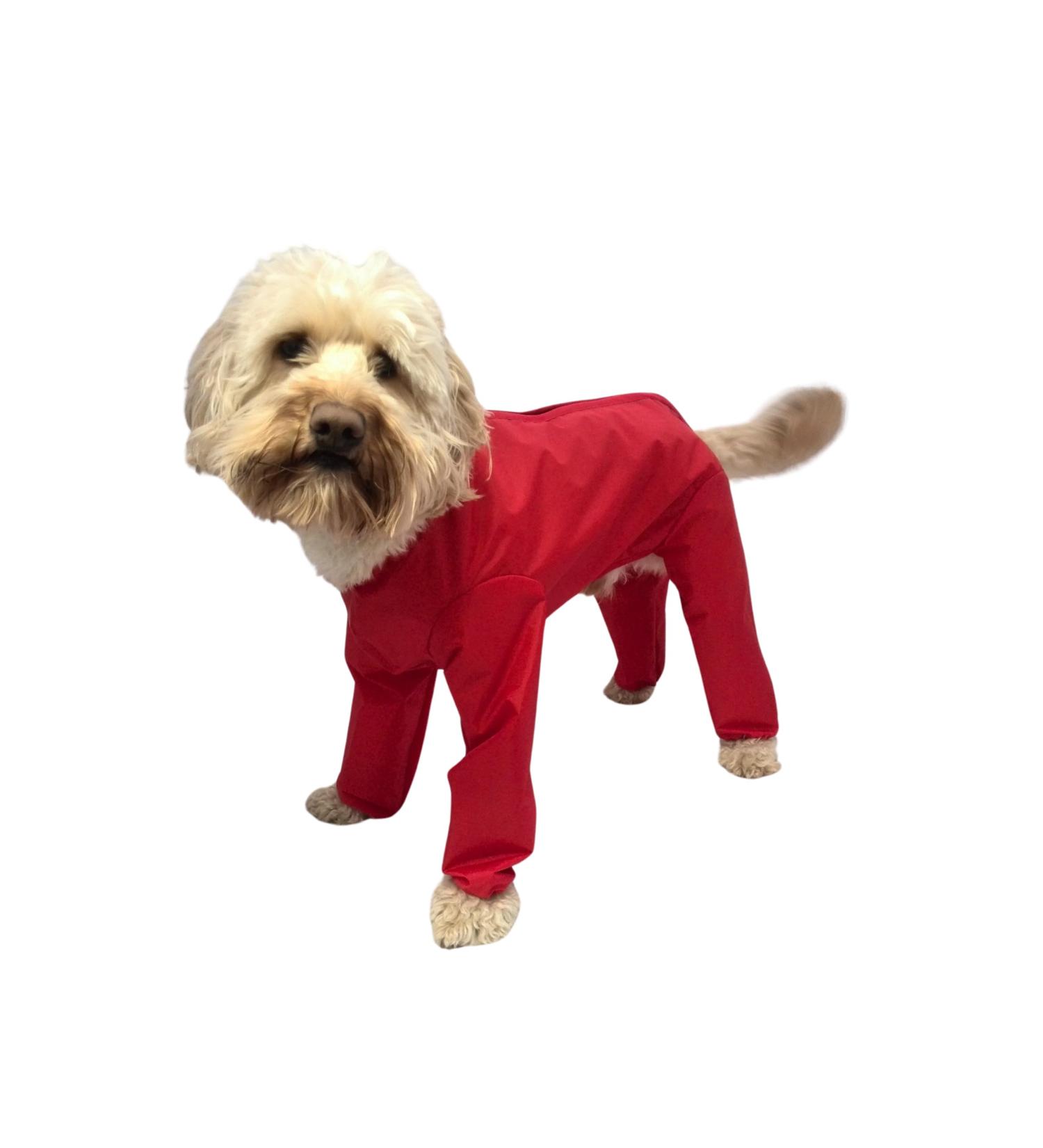 Doggie Coats Trouser Suit Waterproof Dog Rain Coat Onesie Red (16 inch) - Buy Online on GoSupps.com