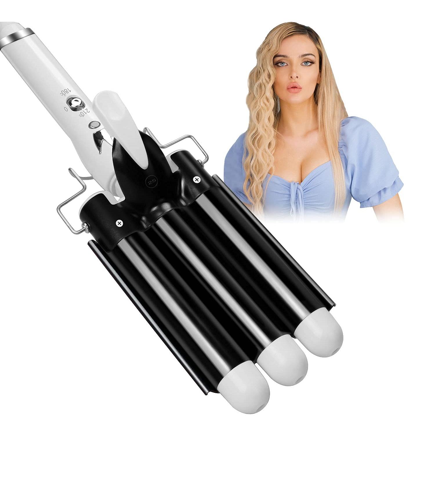 Three Barrel Curling Hair Crimper: Aleath Dual Voltage Crimper Hair Tool - 1 inch 3 Barrels Curler Iron Wand 1 inch Black - Buy Online on GoSupps.com