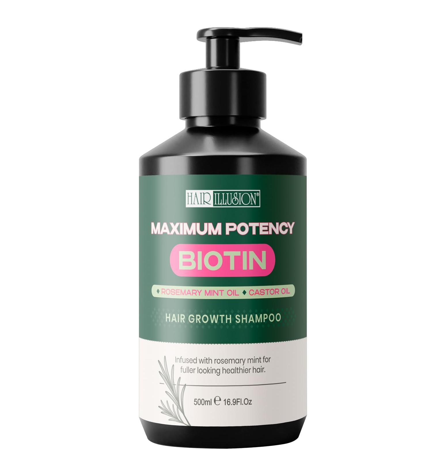 Hair Illusion Maximum Potency Biotin Shampoo | Rosemary & Castor Oil | Natural Sulfate Free for Hair Loss & Thinning Hair - International Shipping Available - Buy Online on GoSupps.com