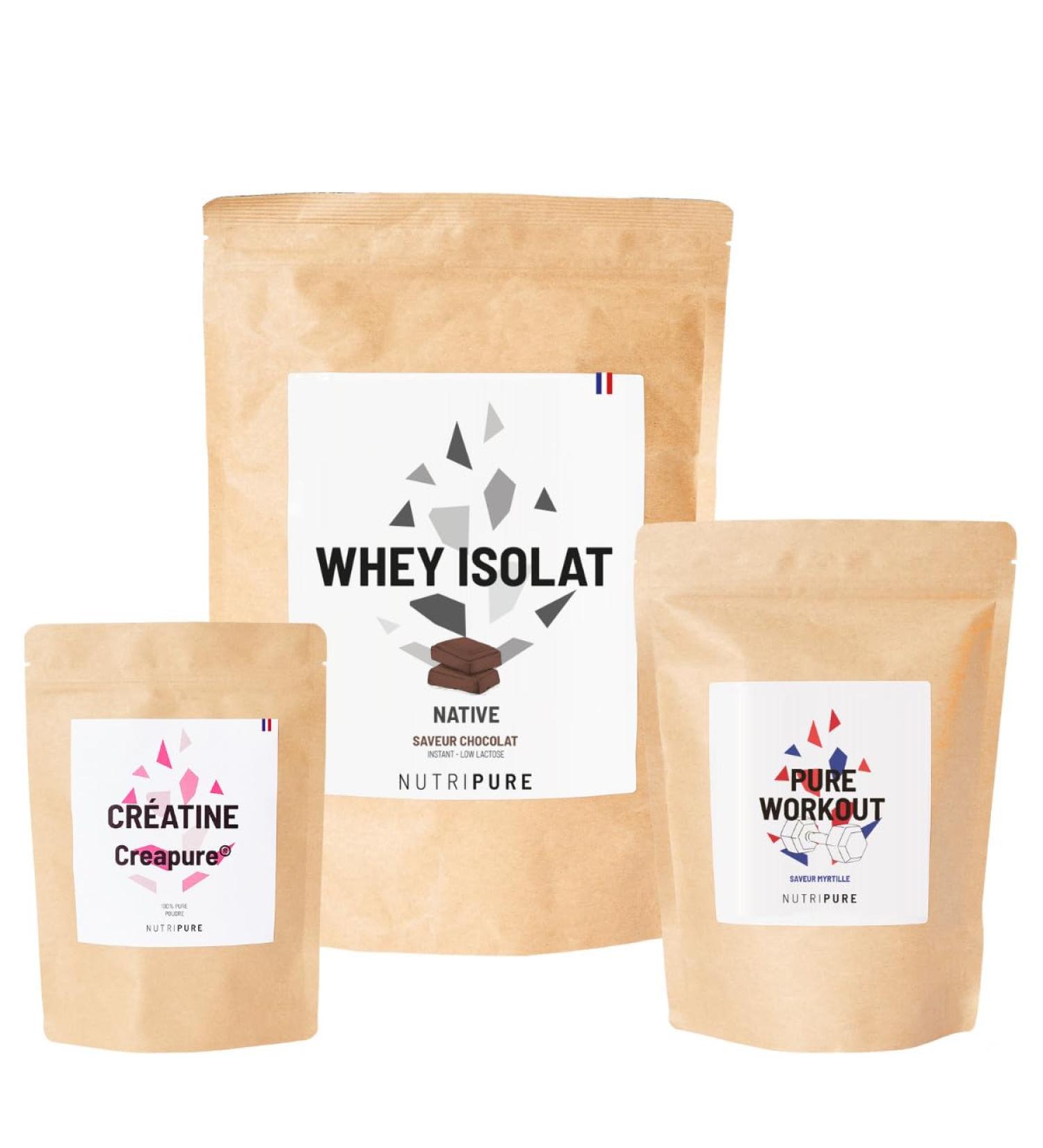 Nutripure | Pack Prise de Muscles | Whey Isolate Native + Cr atine Monohydrate Poudre + Pre Workout (EAA BCAA) | Id al pour Musculation Prise de Masse Musculaire Fatigue Musculaire | Go t Chocolat Chocolat Cr atine 150g Poudre - Buy Online on GoSupps.com