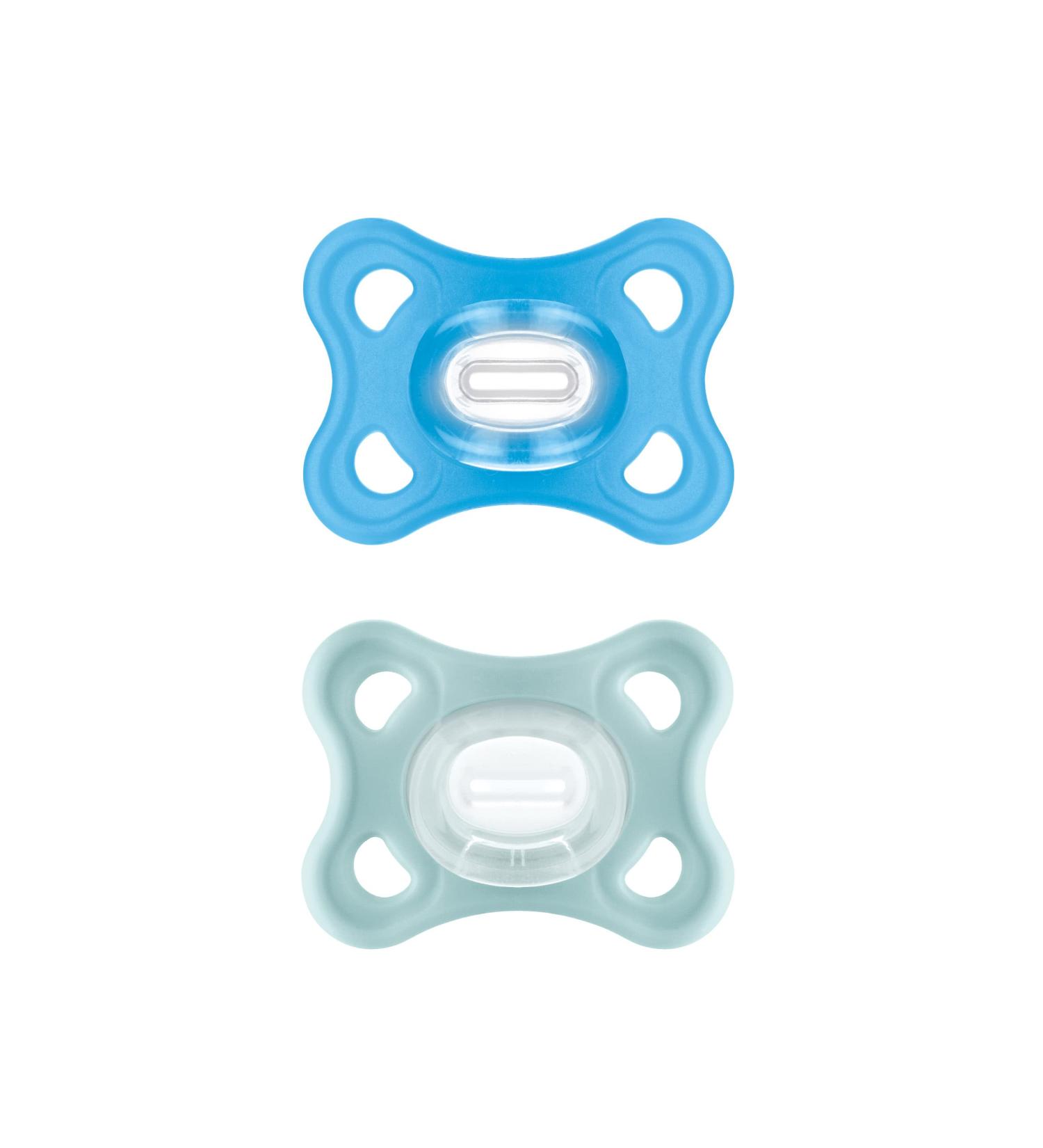 MAM Comfort Schnuller Set | Lightweight Baby Pacifiers for Newborns 3-12 Months | 100% Silicone Skinsoft Design Includes Pacifier Box - Blue - Buy Online on GoSupps.com