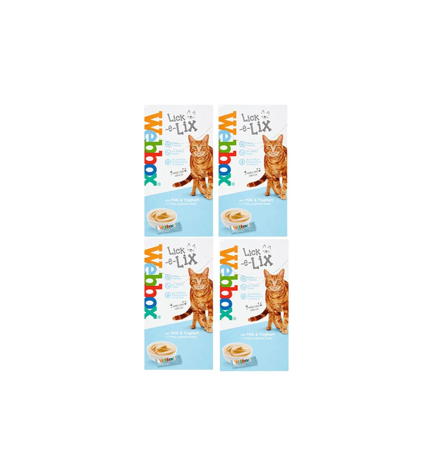 Webbox Cats Delight Lick E Lix Treats 4 Pack Contains 7 X Tasty Yoghurty Treats with Milk & Yoghurt (28 Sachets) - Buy Online on GoSupps.com
