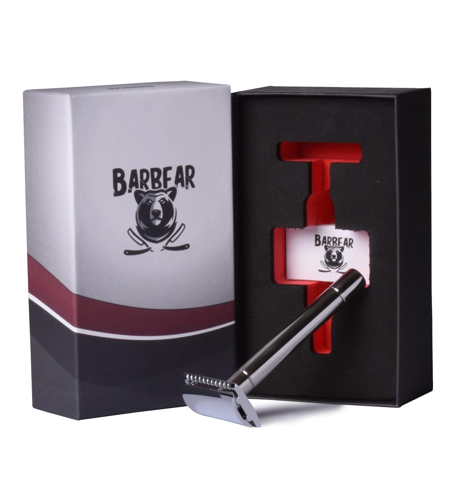 Handmade Barbear Razor Plane | Premium Stainless Steel | Chrome Gloss Finish | Precision Wet Shave for Men | Dual-Sided Blade for Sharp Results - Buy Online on GoSupps.com