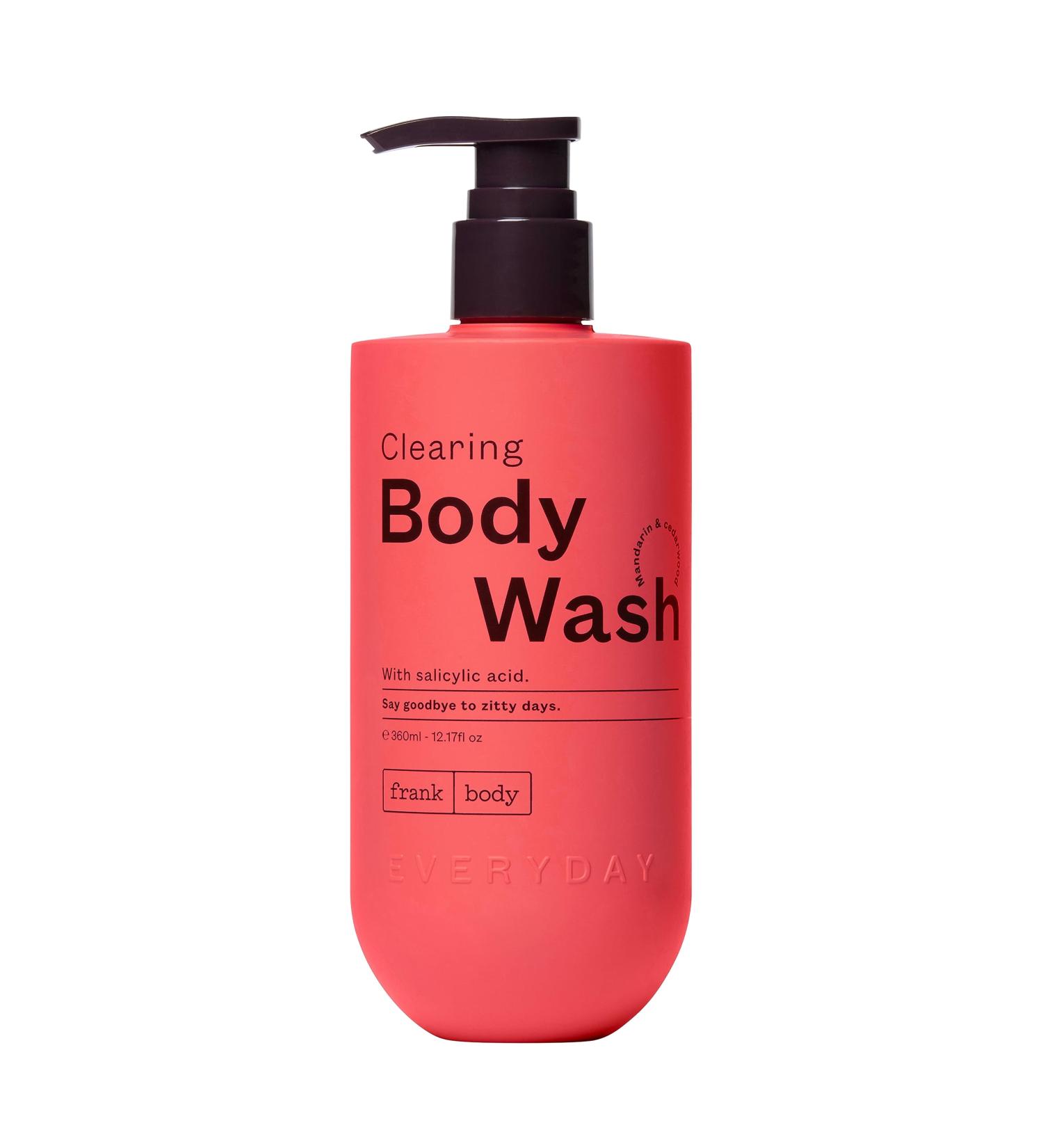 Frank Body Clearing Body Wash - Vegan Cruelty-Free | Salicylic Acid for Clear Skin | Mandarin & Cedarwood Scent | 360mL - Buy Online on GoSupps.com
