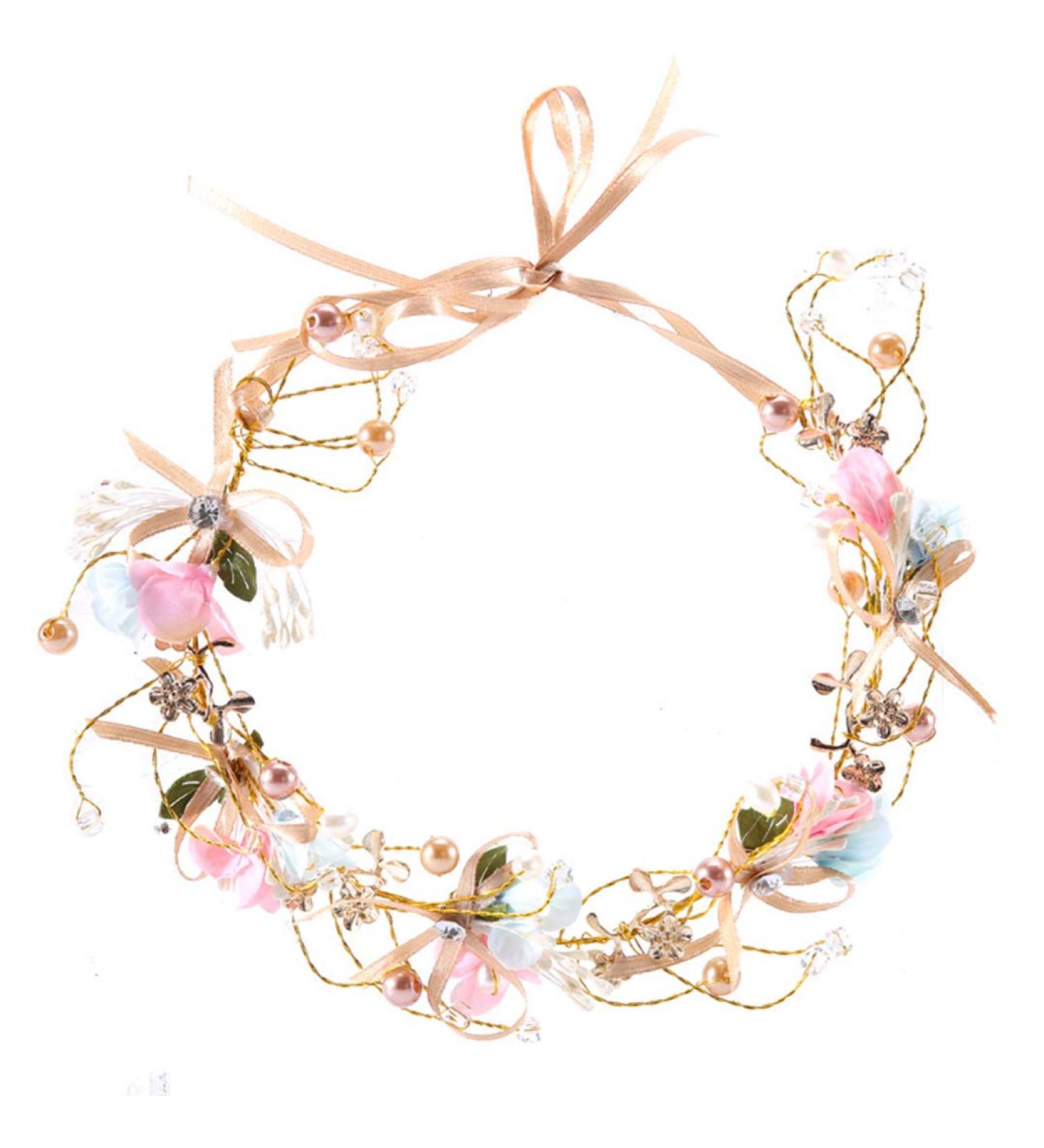 Ever Fairy Multi-Colored Flower Crown Headband | Wedding & Party Hair Garlands for Women & Children | Bridal & Bridesmaid Wreaths with Pearls - Buy Online on GoSupps.com