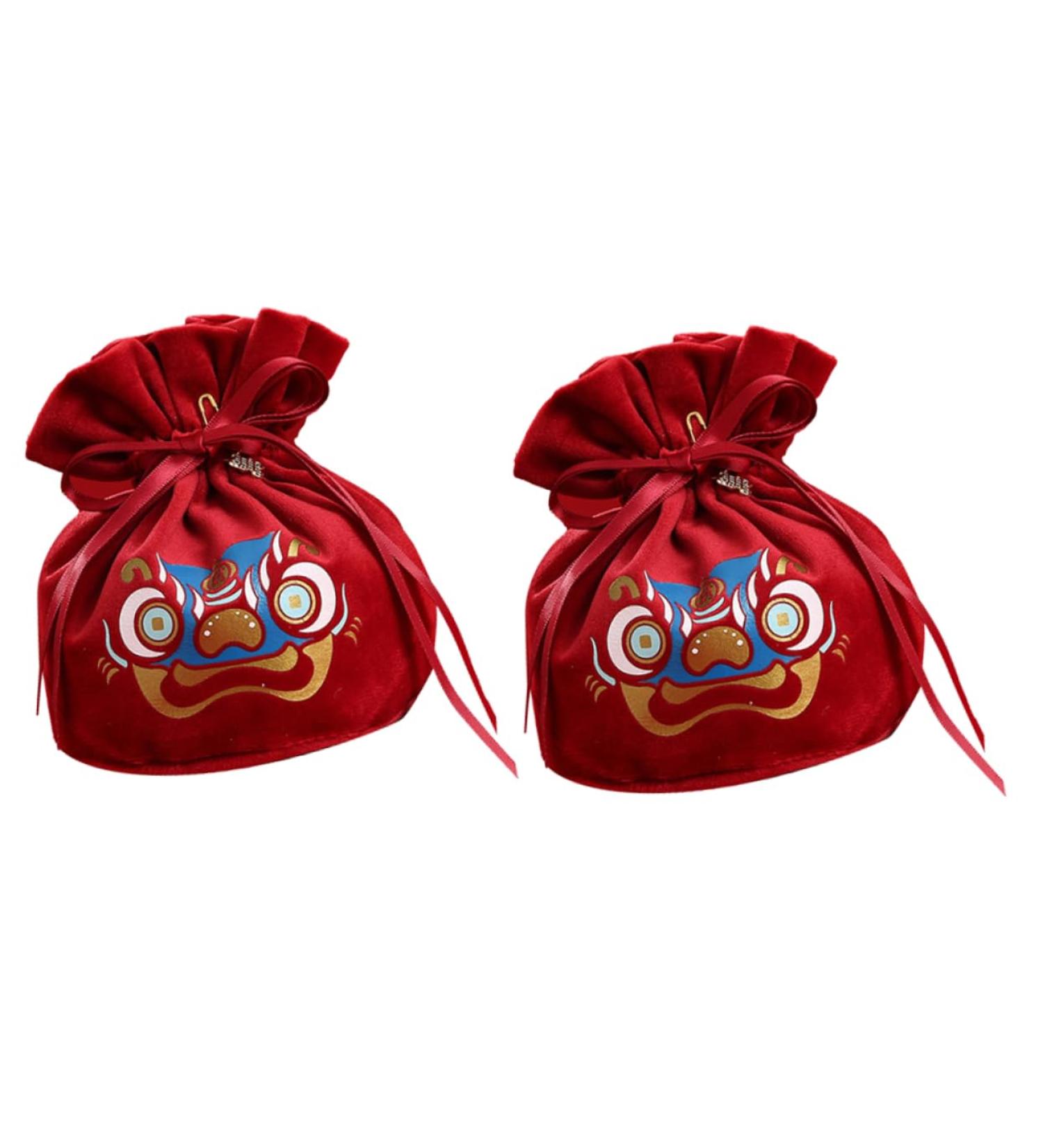 HOMSFOU 2pcs Candy Bag Packaging Bag Wedding Candy Bags Candy Bags for Wedding Decorative Candy Pouches Drawstring Candy Bags Gift Bags Wedding Decor Portable Candy Pouch Festival Supply Red 15x12cm - Buy Online on GoSupps.com