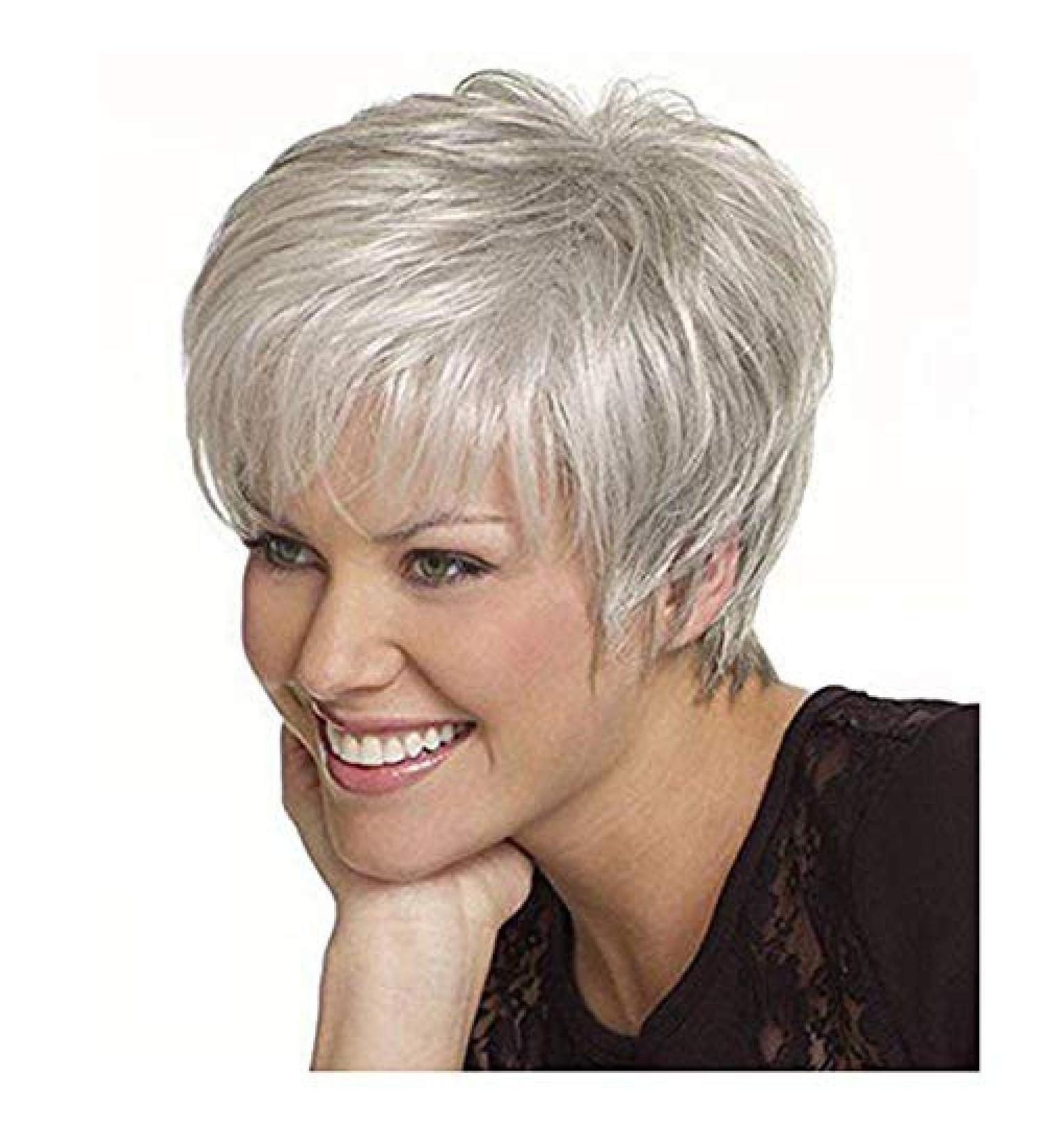 BGHJUE Short Gray Wig for Women - Heat Resistant Slightly Wavy Synthetic Full Wig for Daily & Party Use - Buy Online on GoSupps.com