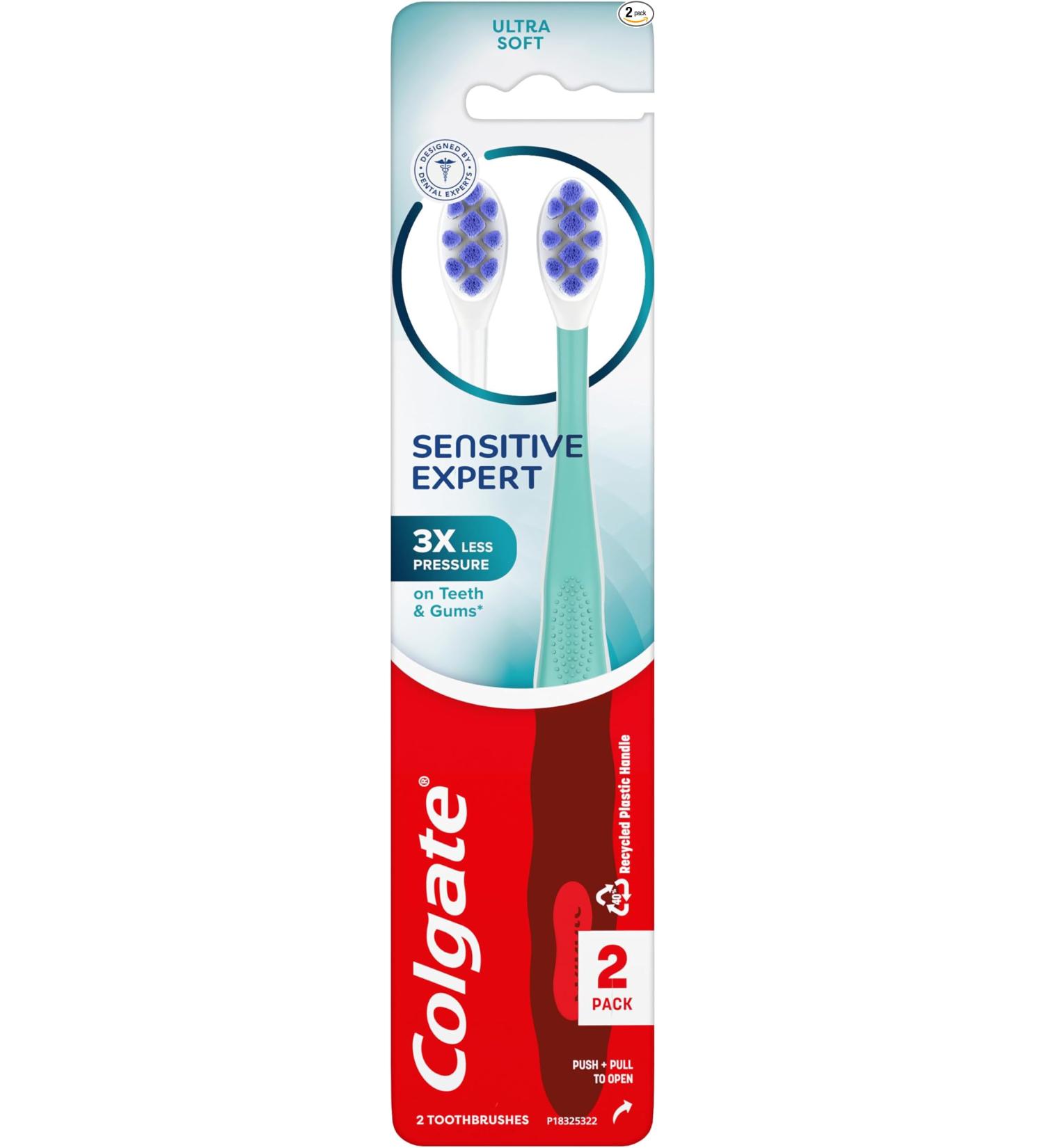 Colgate Sensitive Expert Ultra Soft Toothbrush Pack - Extra Soft for Sensitive Gums & Teeth (2 Pack) - Buy Online on GoSupps.com