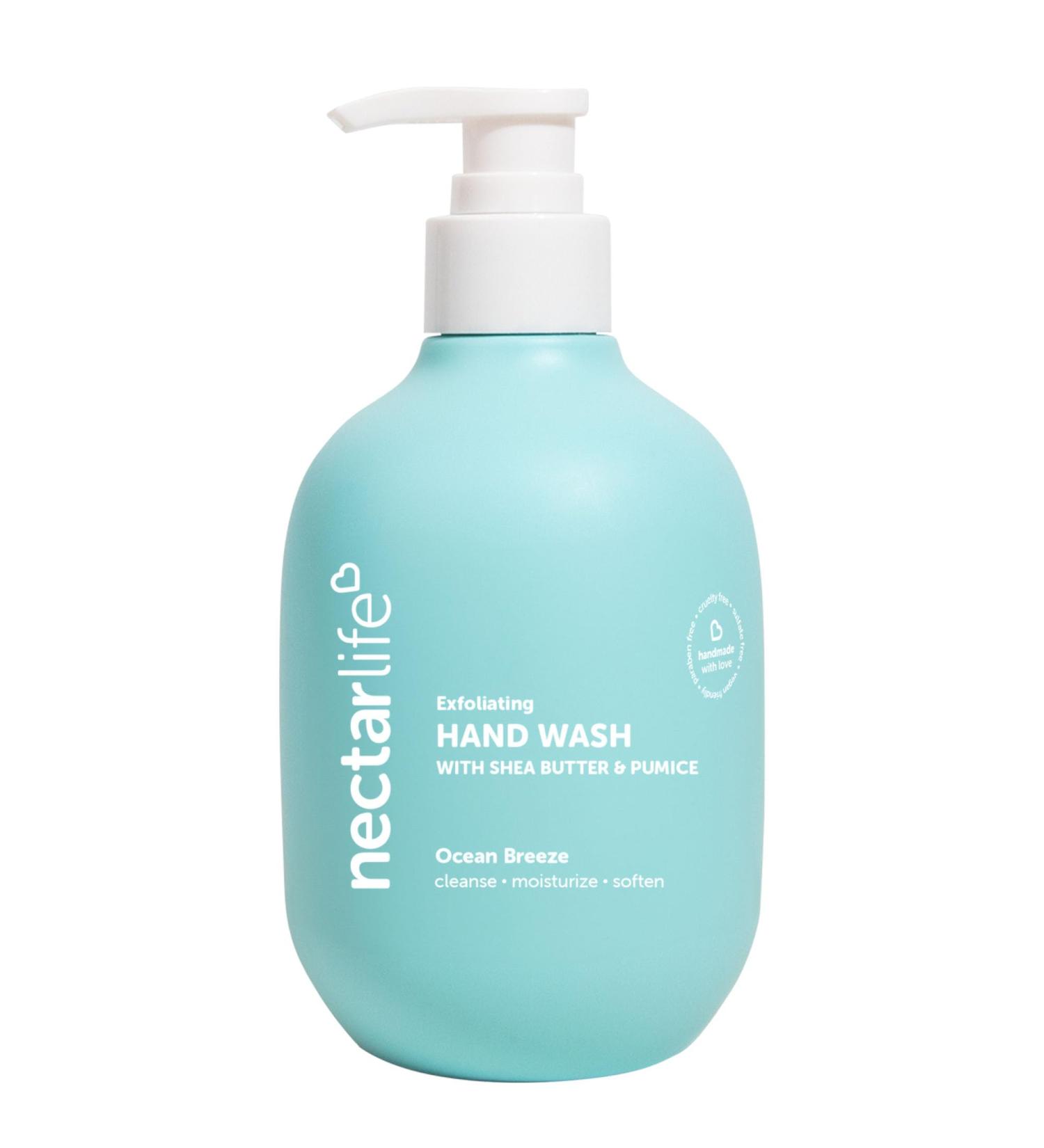 Nectar Life Exfoliating Hand Wash 14oz - Moisturizing Soap with Volcanic Pumice Jojoba Oil & Shea Butter | Ocean Breeze Scent | Buy Internationally - Buy Online on GoSupps.com