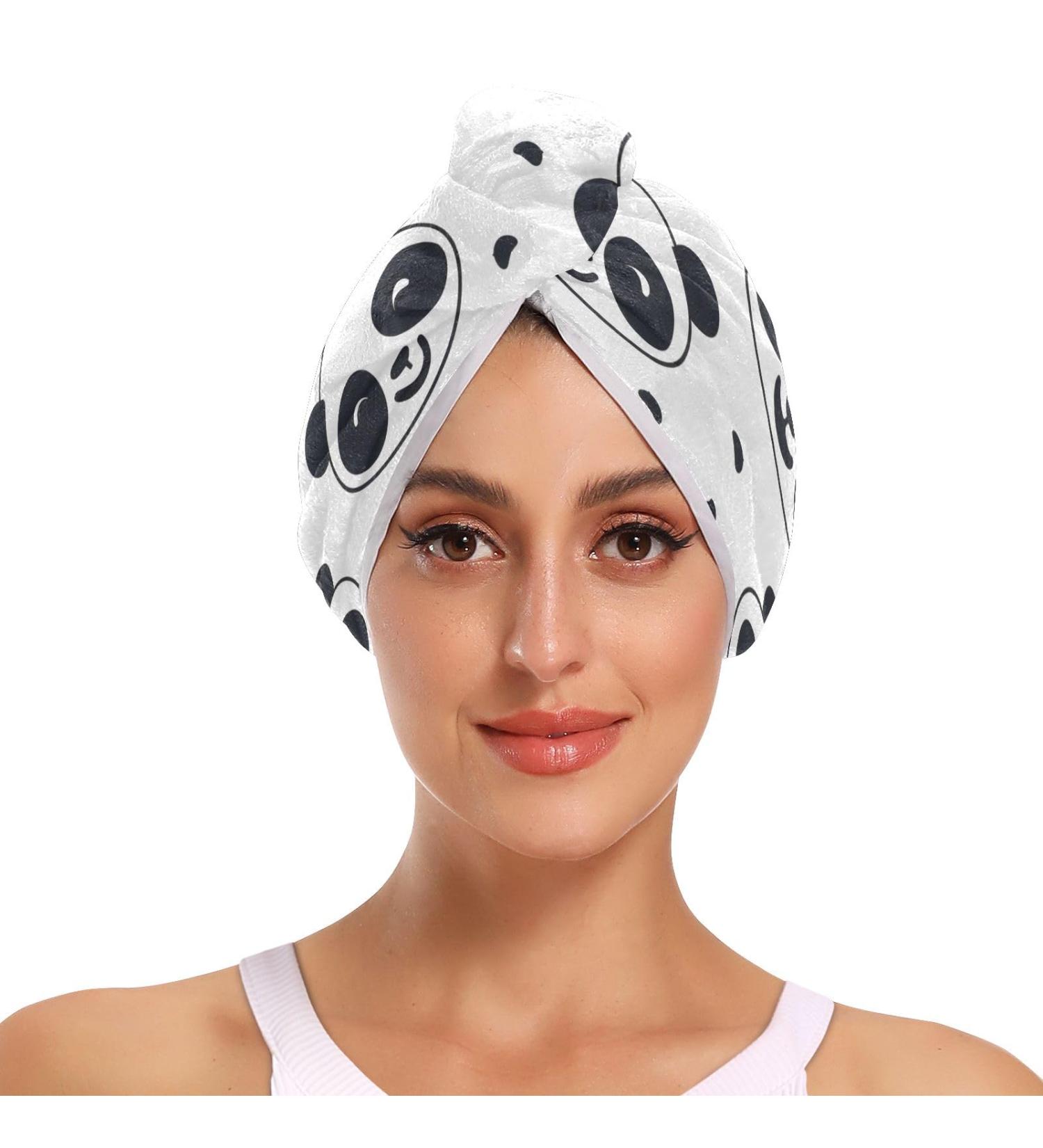 Buy Kawaii Pandas Hair Towel 2 Pack - Super Absorbent Quick Drying Turbans for Women & Girls - Stylish Head Towels for Fast Hair Drying - Buy Online on GoSupps.com