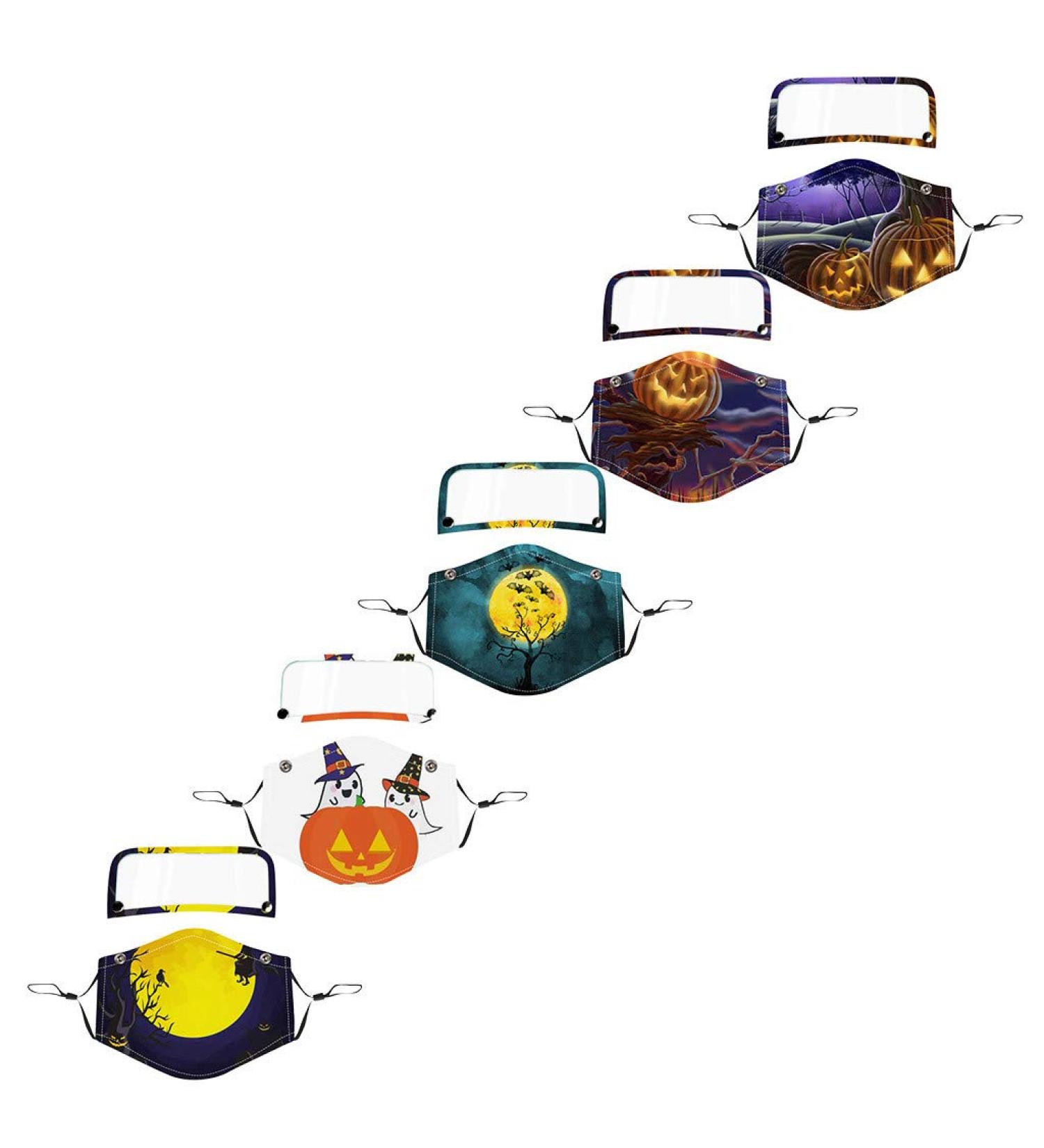 ZLUU 5PCS Halloween Adults Protective Face Mask Personalized Patterns Face Cover Safe Skin Friendly Face Sheild Washable Reusable Halloween Adult Reusable Protect Face Mask with Detachable Eyes Shield - Buy Online on GoSupps.com