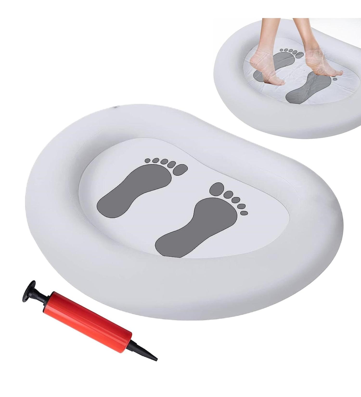 Inflatable Beach Foot Bath | Portable Pool Foot Wash Basin Tub - Foldable Foot Soaking Bath Basin with Pump White Inflatable Foot Wash Basin Tub for Beach - Buy Online on GoSupps.com