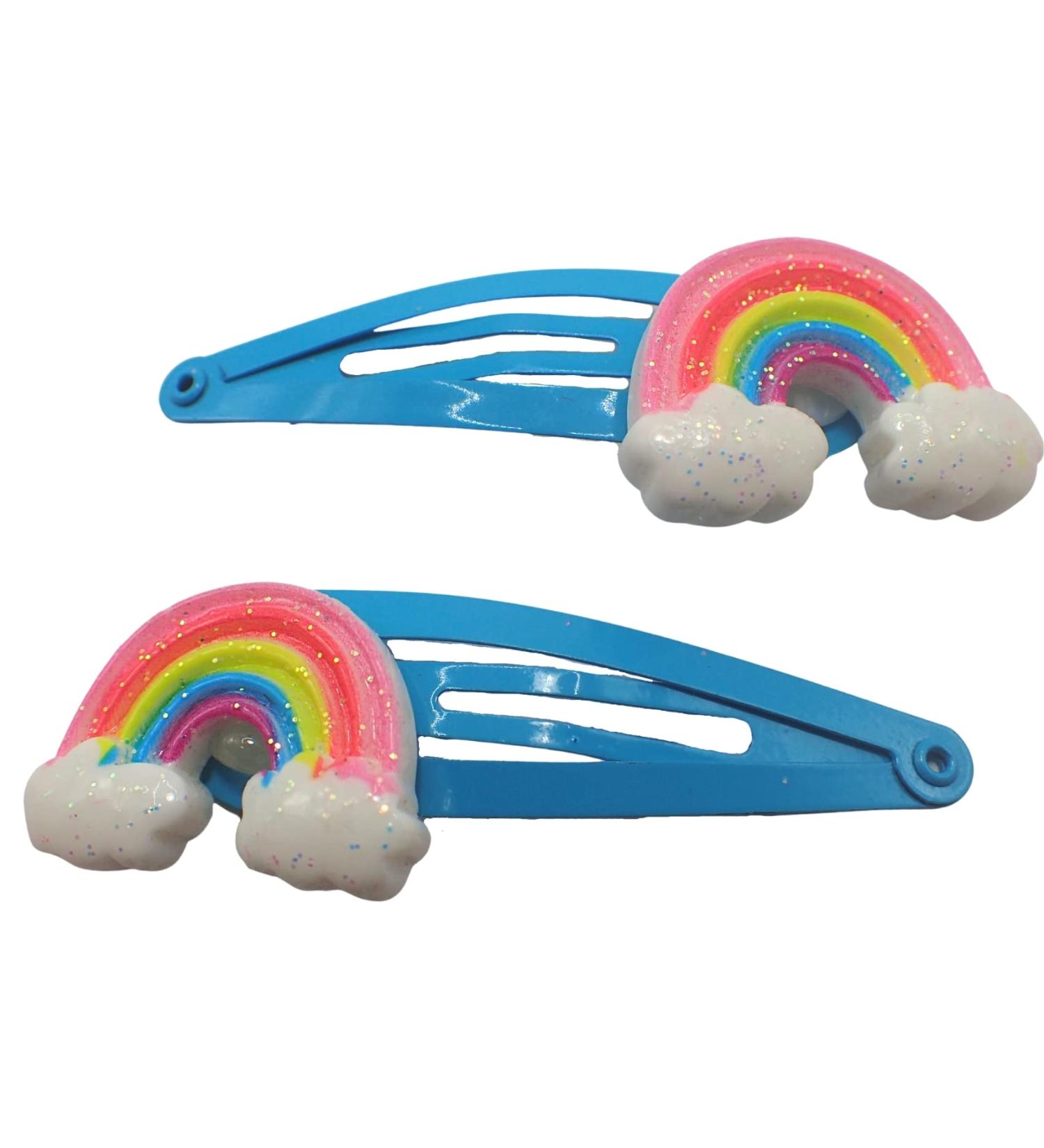 Topkids Accessories Frosty Glitter Unicorn Motif Snap Hair Clip Small Hair Clips Girls Hair Accessories Baby Hair Clips Girls Hair Clips kids Hair Clips Toddler Clips Curl Clips (Turquoise Rainbow) - Buy Online on GoSupps.com