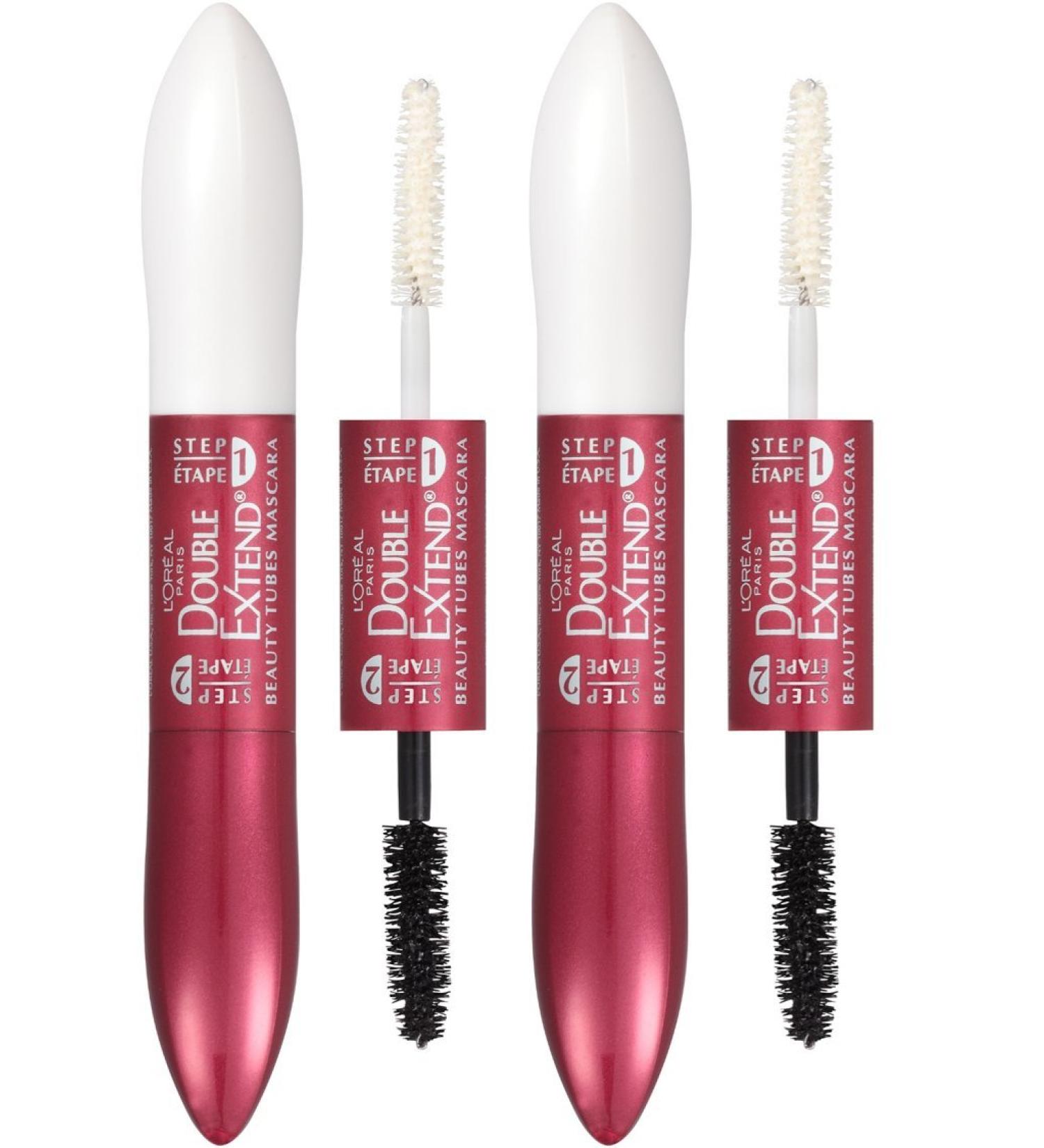 L'Oreal Paris Double Extend Beauty Tubes Lengthening Mascara Blackest Black 2 Pack - Buy Online on GoSupps.com