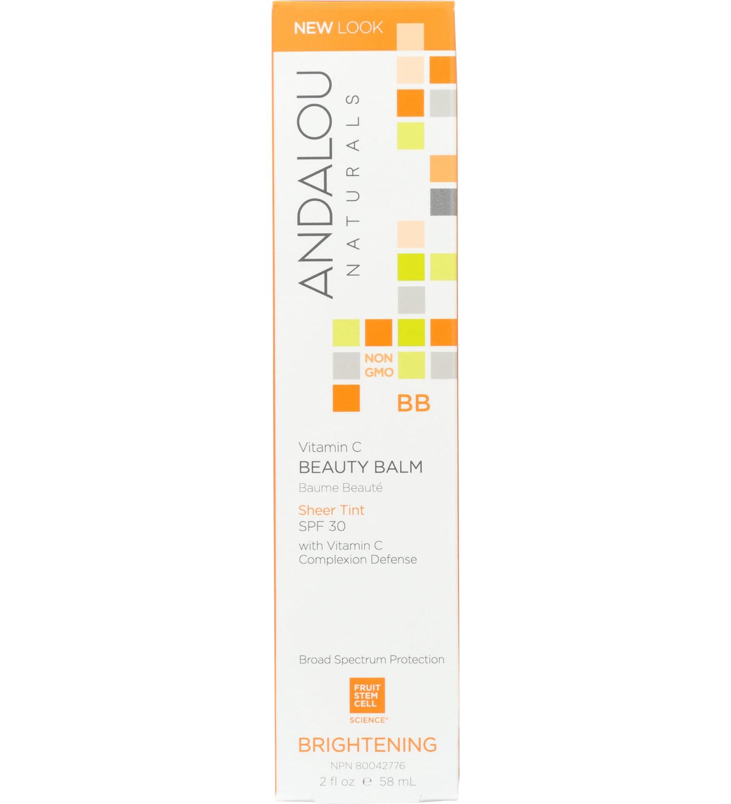 Andalou Naturals BB Vitamin C Beauty Balm Brightening SPF 30 Sheer Tint 2 fl Pack of 1