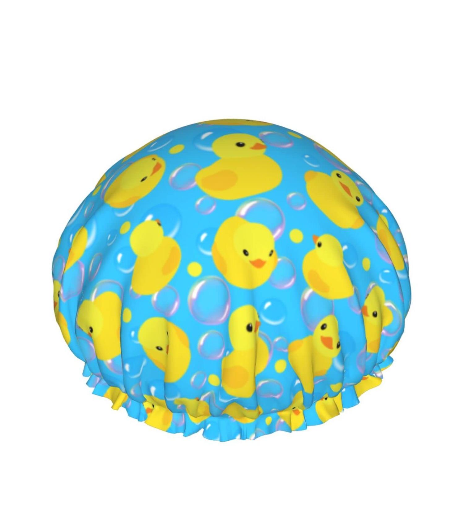 Yellow Rubber Ducks Shower Cap for Women - Adjustable Double Waterproof Layers | Hair Protection Reusable Spa Salon Hat - One Size - Buy Online on GoSupps.com