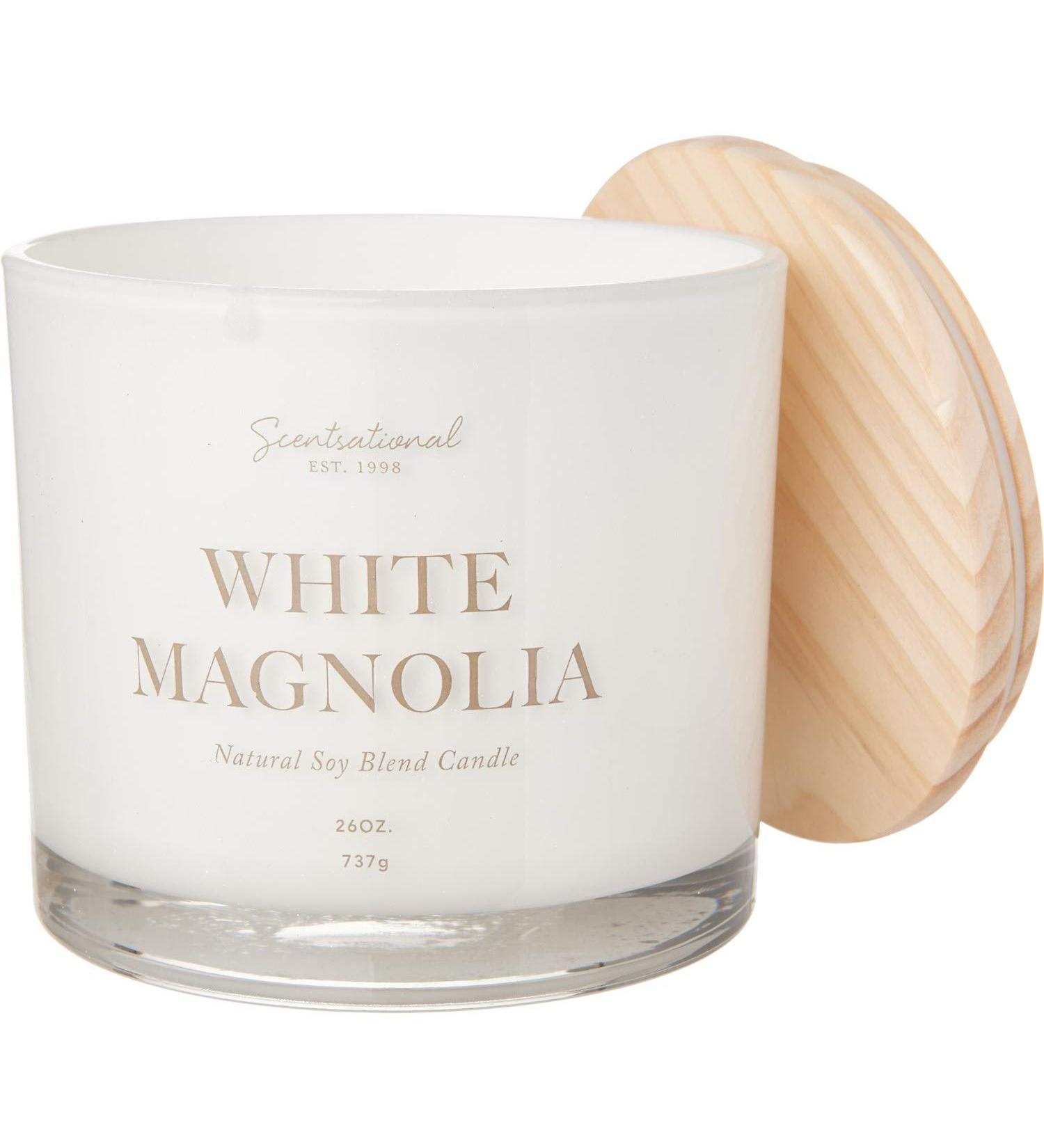 Scentsational est. 1998 Organic White Magnolia and Natural Soy-Blend Candle - Very Large3-Wick 3 lbs 13 oz.