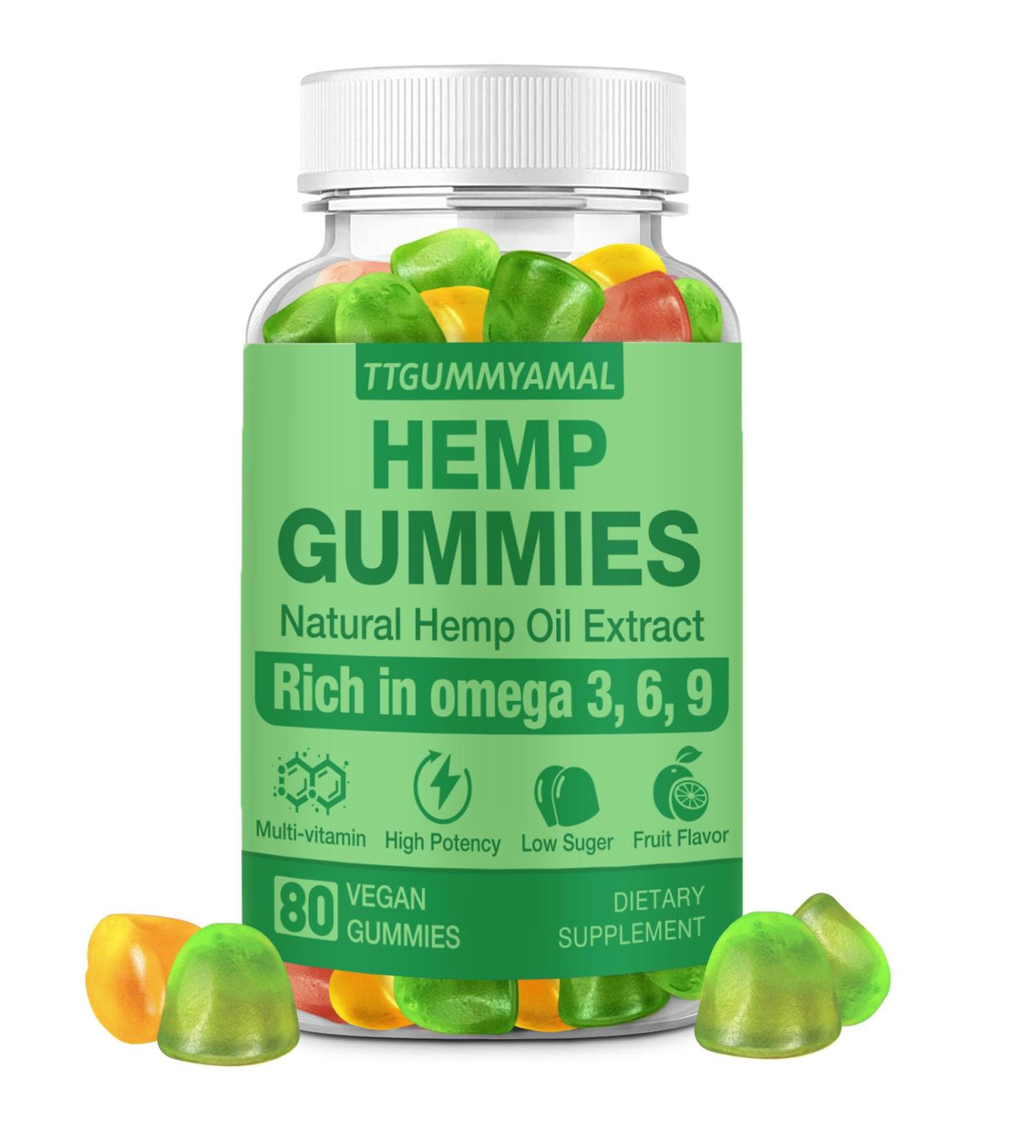 Hemp Gummies Natural Organic Omega Gummies Vegan Low Sugar 1 Pack(Jasmine)