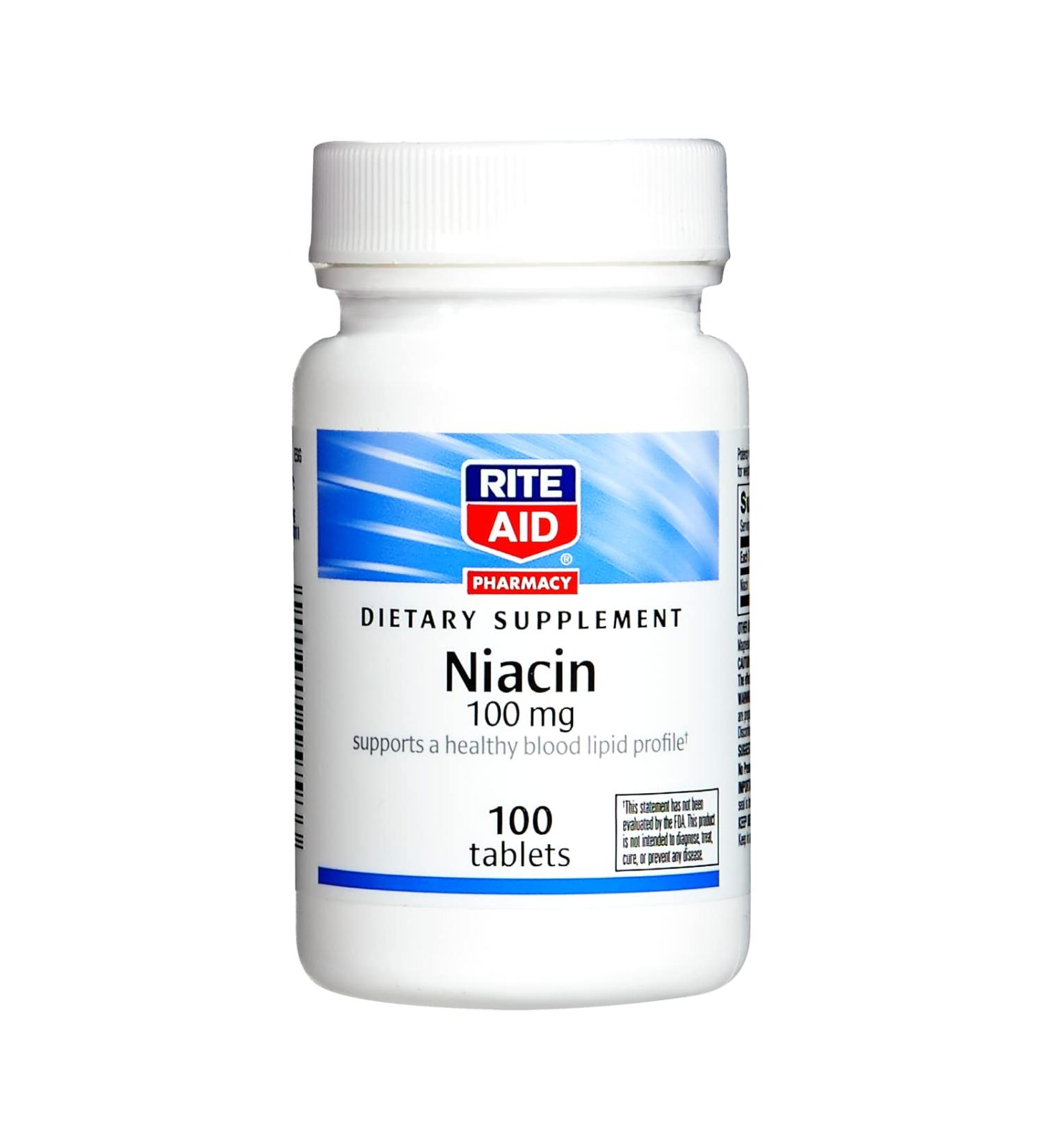 Rite Aid Niacin 100mg - Vitamin B3 Supplement 100 Tablets - Buy Online on GoSupps.com