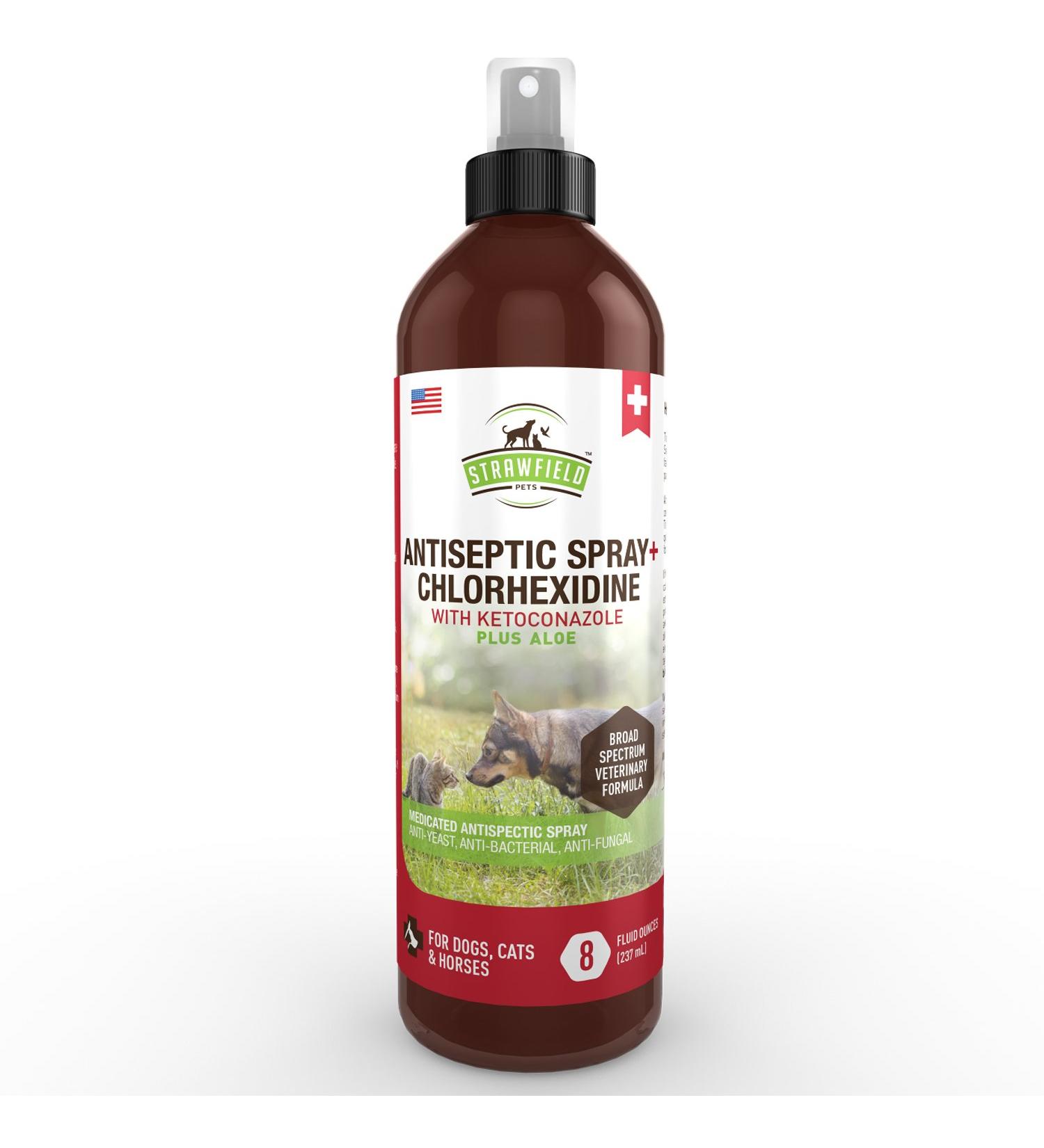 8 oz. Chlorhexidine Spray for Dogs & Cats with Ketoconazole & Aloe | Hot Spot & Skin Infection Treatment | Antifungal & Antibacterial Relief - Buy Online on GoSupps.com