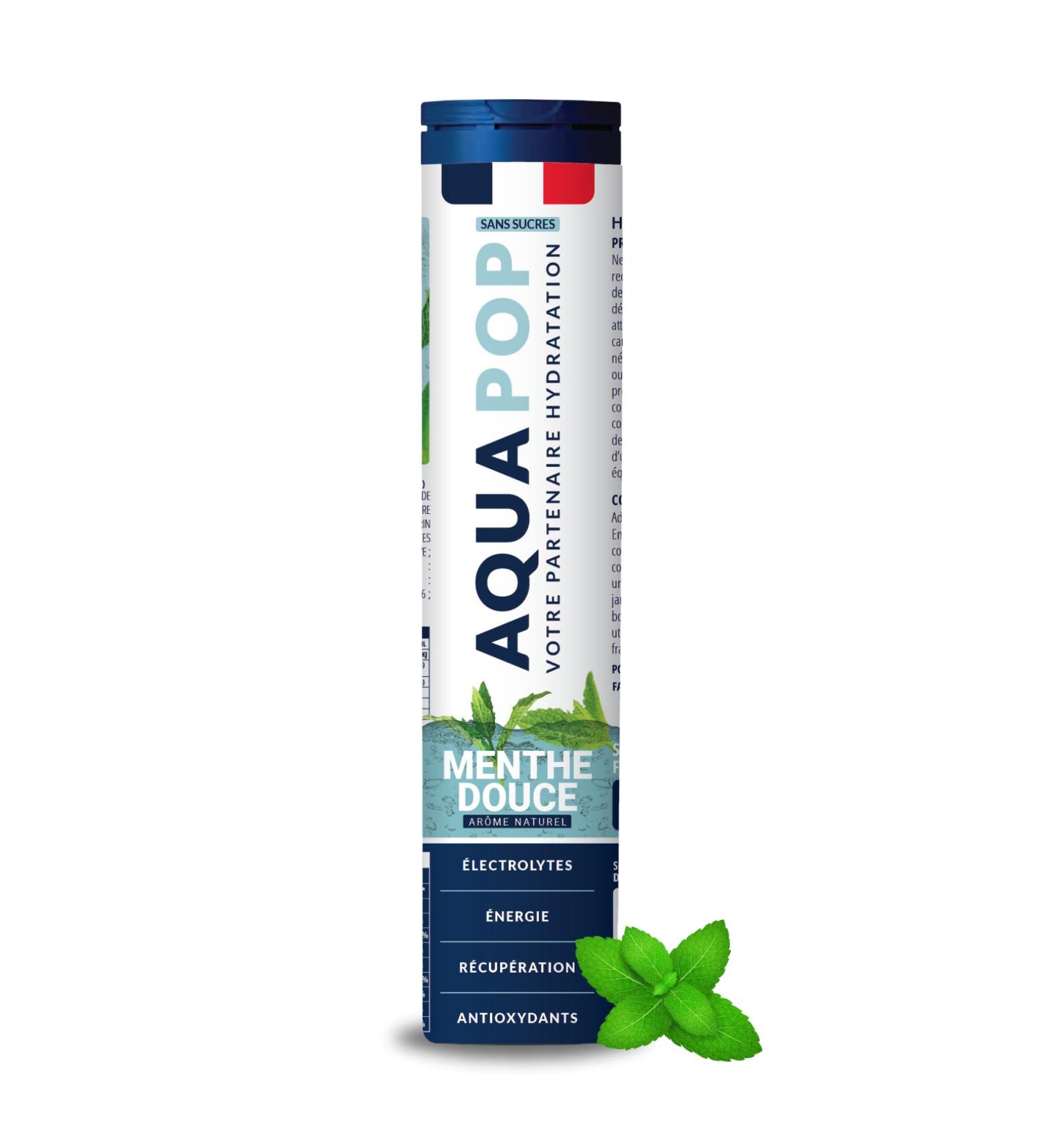 AQUAPOP - Pastilles lectrolytes - Sans Sucres - Favorise l'hydratation et l' nergie - 20 Comprim s Min raux et Vitamines - Sport & Bien- tre (Menthe Douce) - Buy Online on GoSupps.com