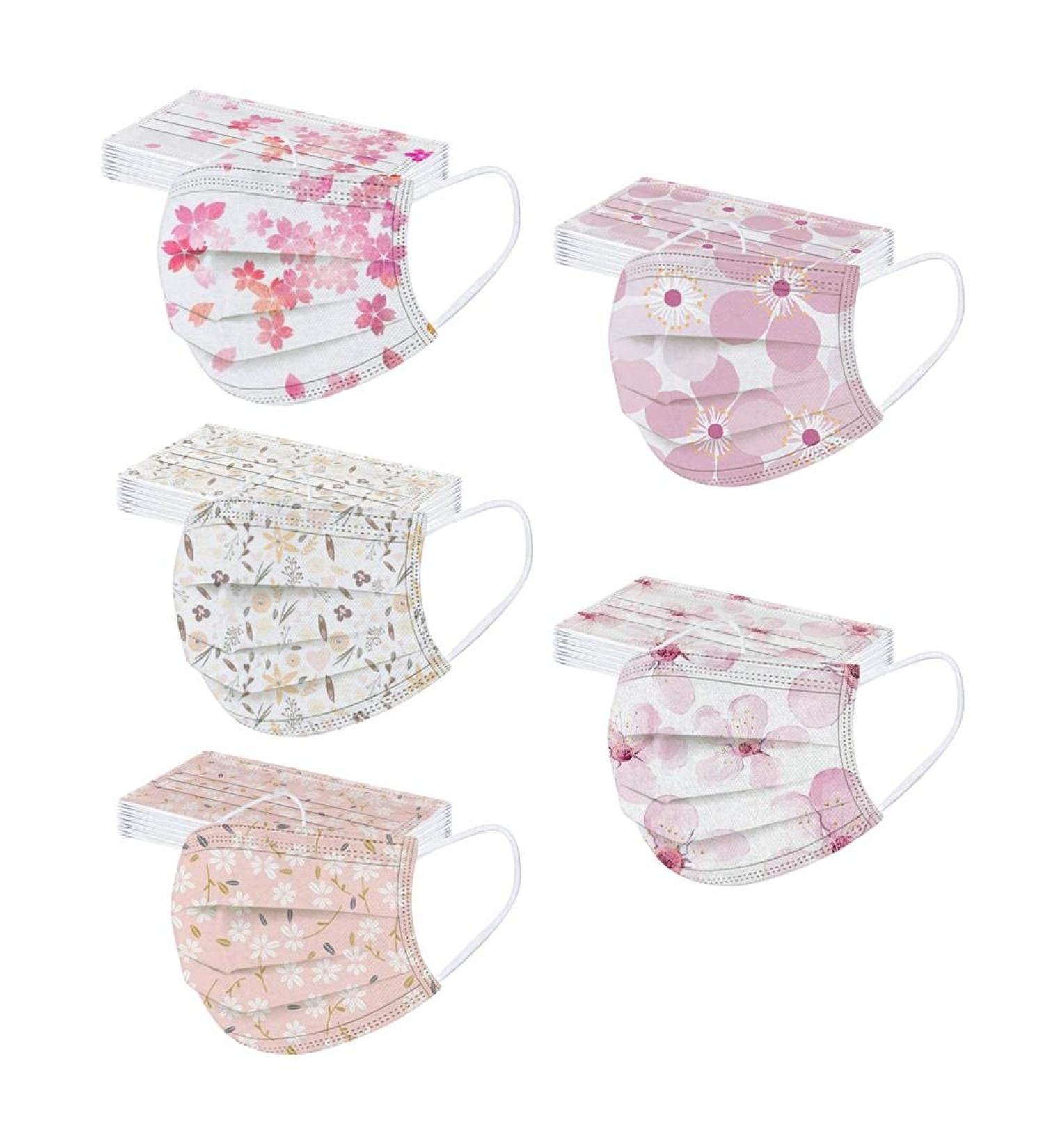 Buy Amyglin 50-Pack Disposable 3-Layer Non-Woven Face Masks - Breathable Butterfly Print Mouth-Nose Protection for Adults - Buy Online on GoSupps.com