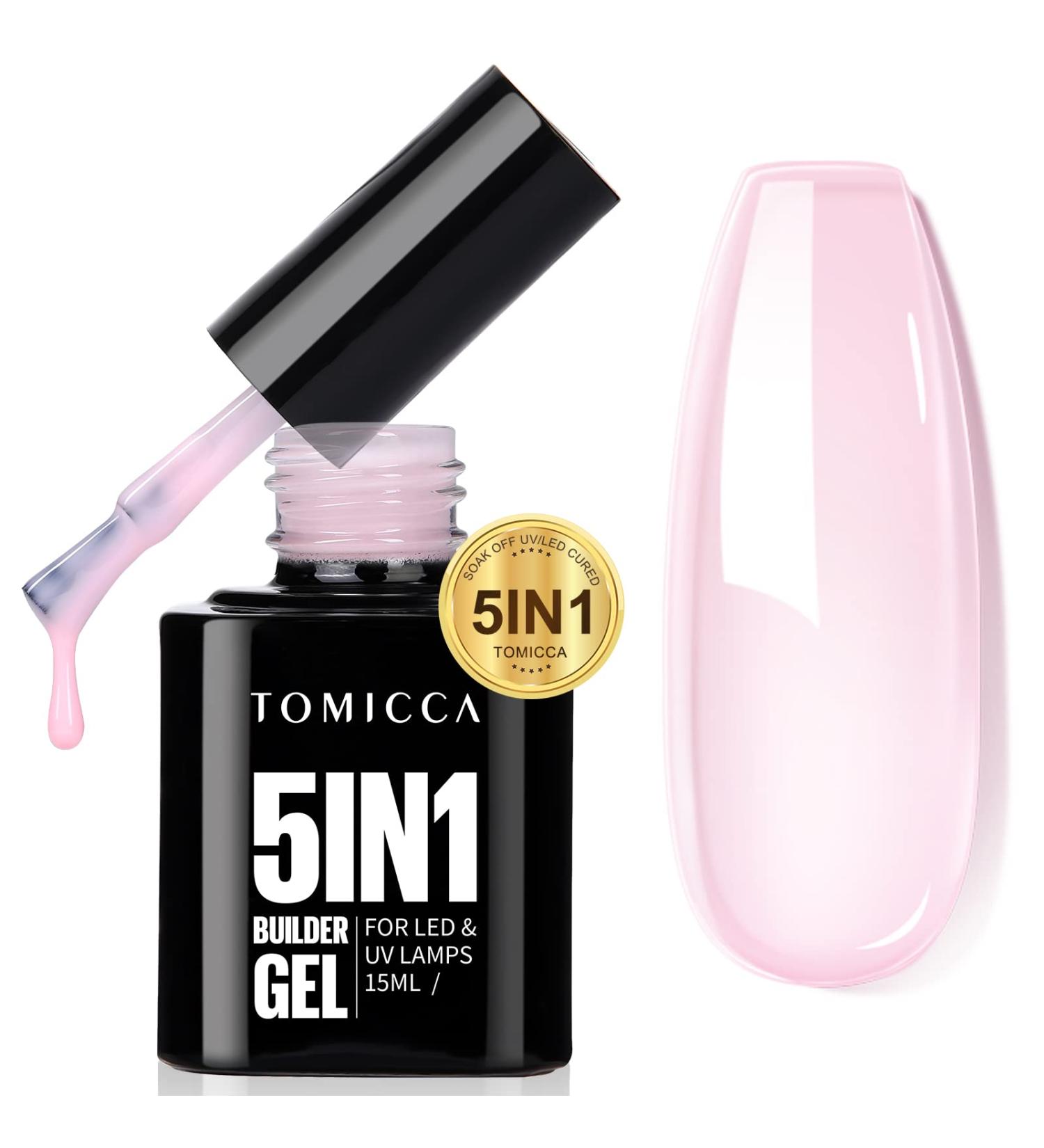 Tomicca 5 in 1 Builder Nail Gel 15ml - Light Pink UV/LED Gel for Nail Extensions Strengthening & Design Ideal for Geln gel - Buy Online on GoSupps.com