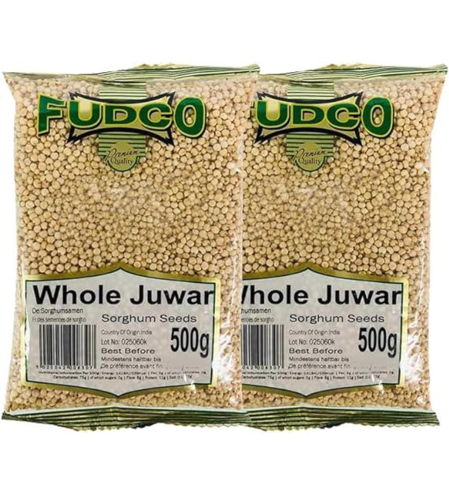 Fudco Whole Juwar | 500G | Sorghum Whole | Whole Sorghum Millet | Whole Grains | High Protein | Cholam | Millet Grains | Indian Origin | Each 500g | Pack Of 2 - Buy Online on GoSupps.com