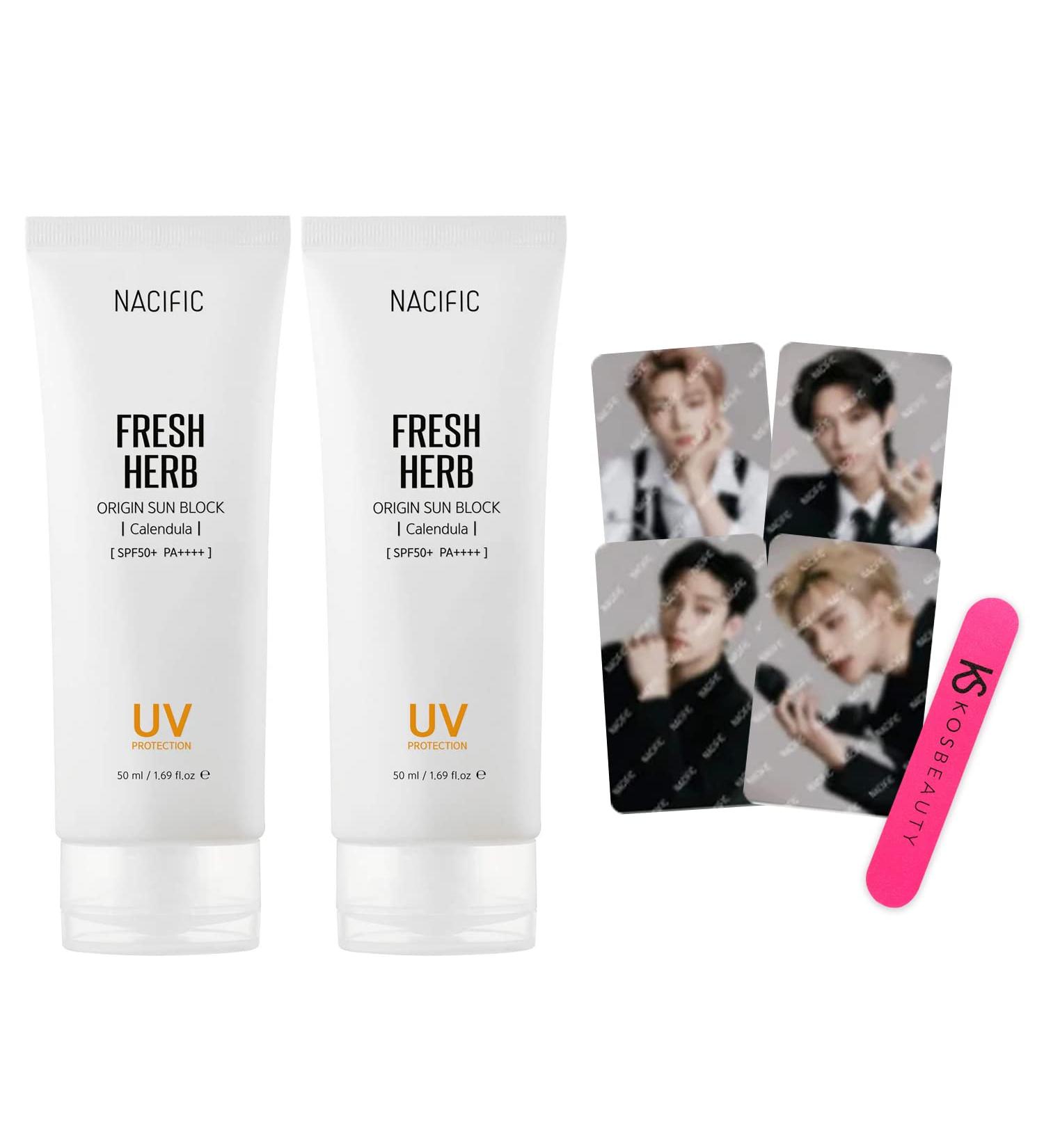 Nacific x Stray Kids Fresh Herb Origin Sun Block 2 PCS + 4 PCS Photo Cards | Facial Sunscreen by KOSBEAUTY - Buy Online on GoSupps.com
