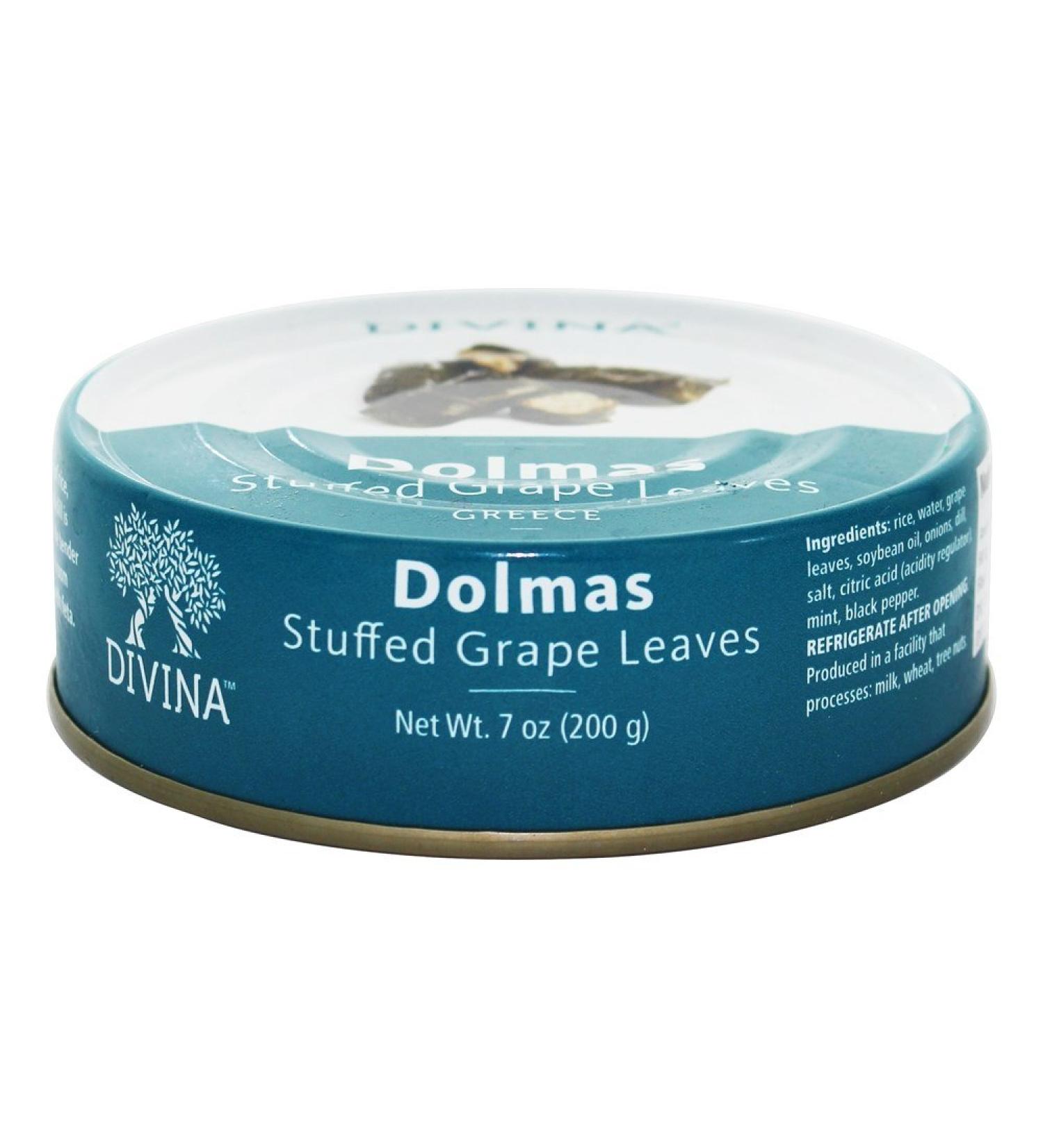 Divina Stuffed Grape Leaves (Dolmas) in Can 7 oz - Authentic Greek Appetizer - Buy Online on GoSupps.com