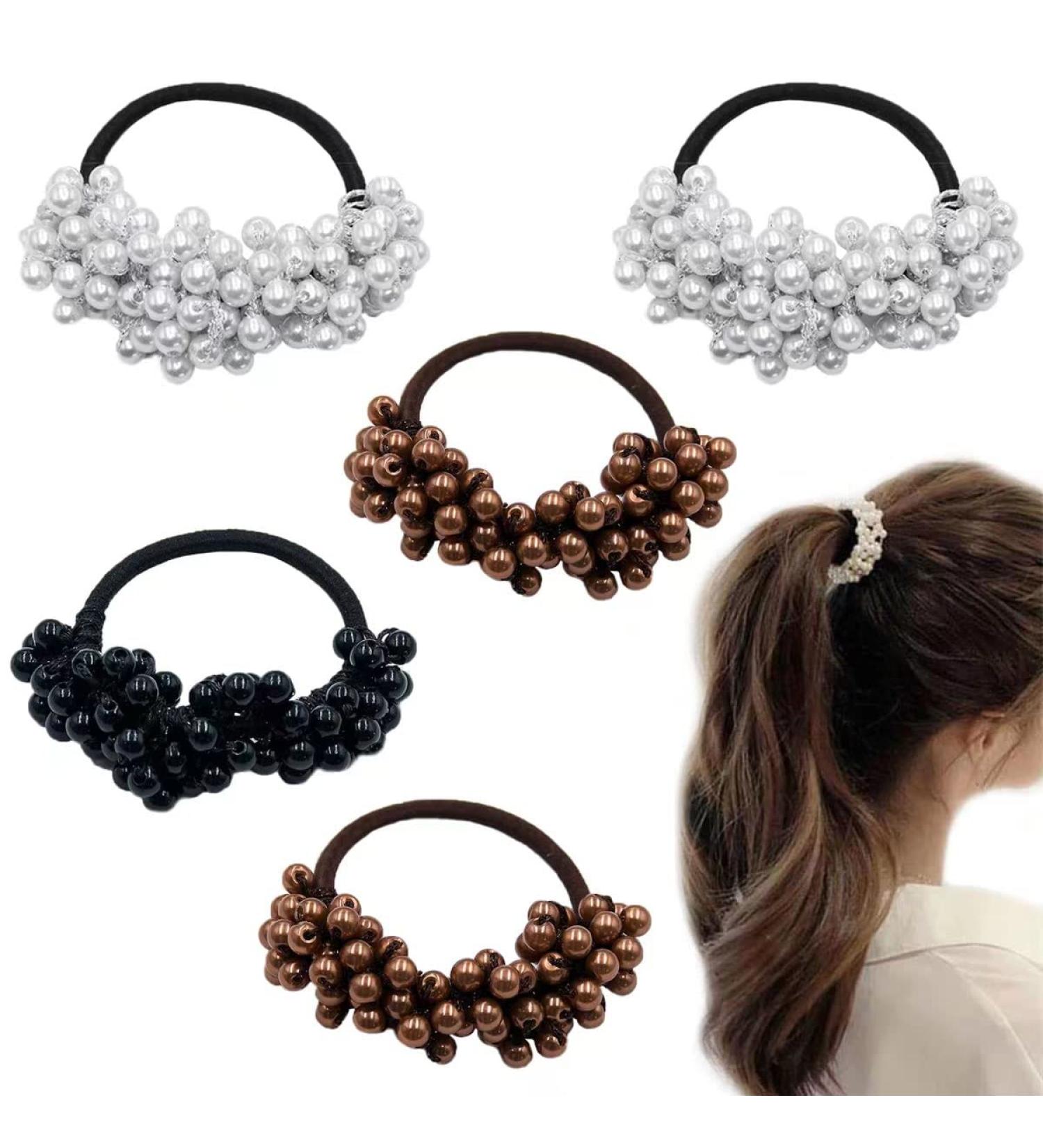 FAFAHOUSE 5 Pack White Pearl Elastic Hair Ties - Hair Scrunchies for Women and Girls - Buy Online on GoSupps.com